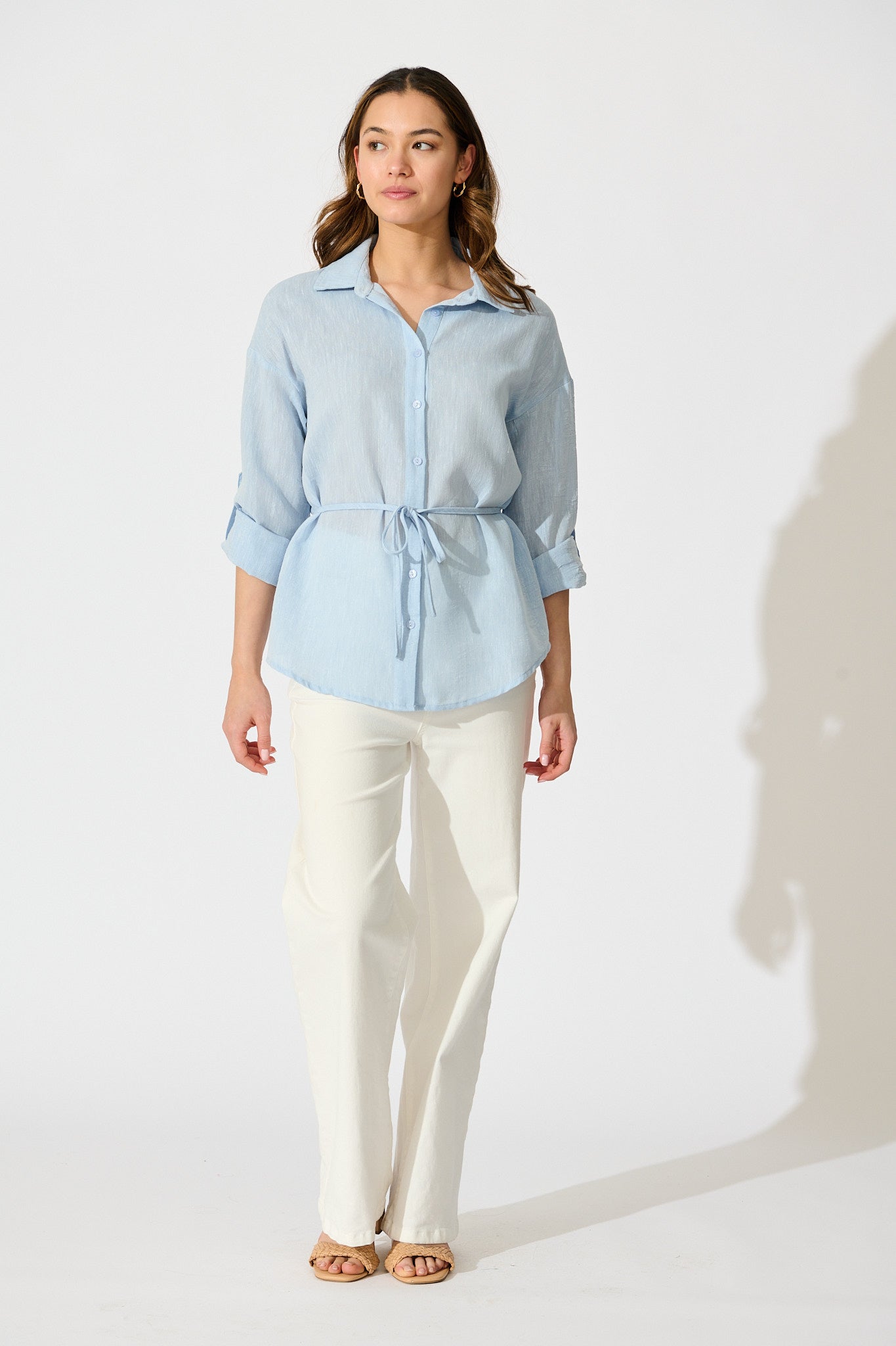 Lysandra Shirt in Pale Blue Linen Blend