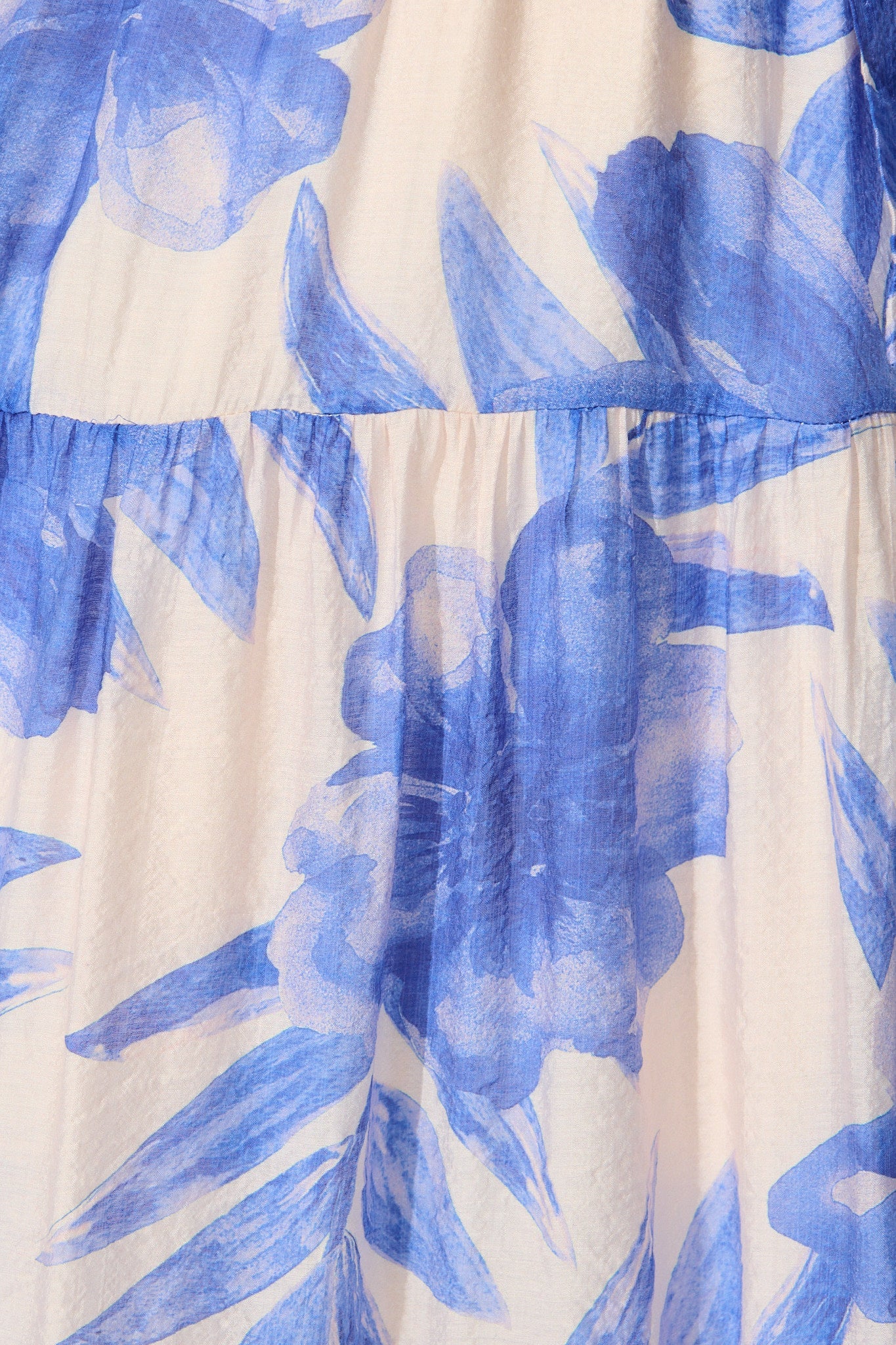 Lumora Midi Dress in Blush with Blue Floral Print