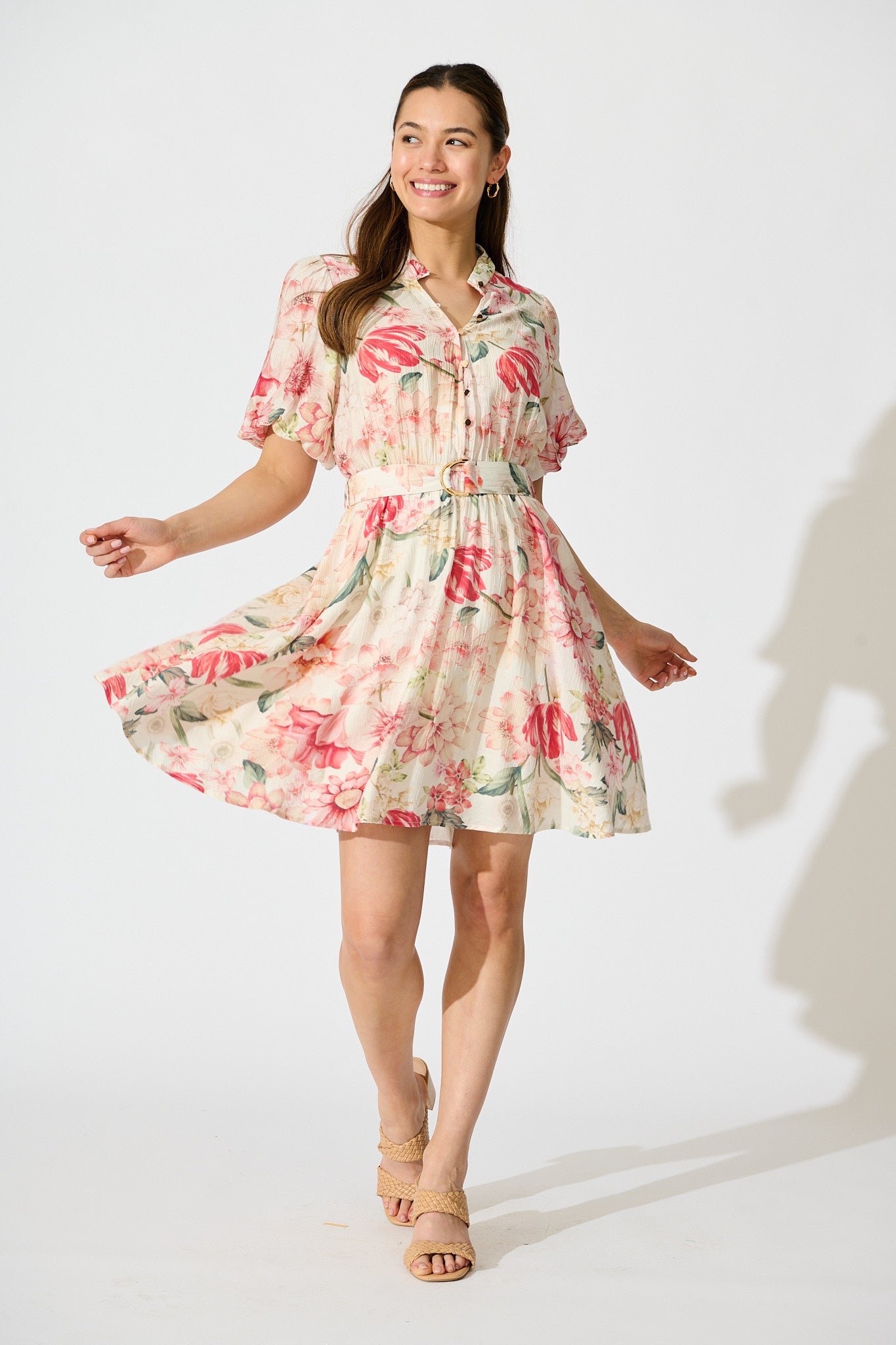Vintage Blossom Dress in Cream with Multi Floral