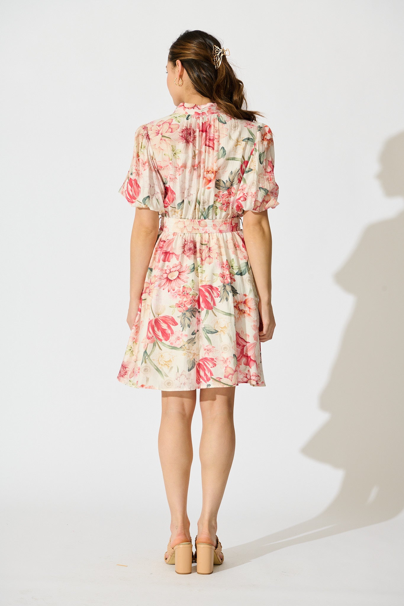 Vintage Blossom Dress in Cream with Multi Floral