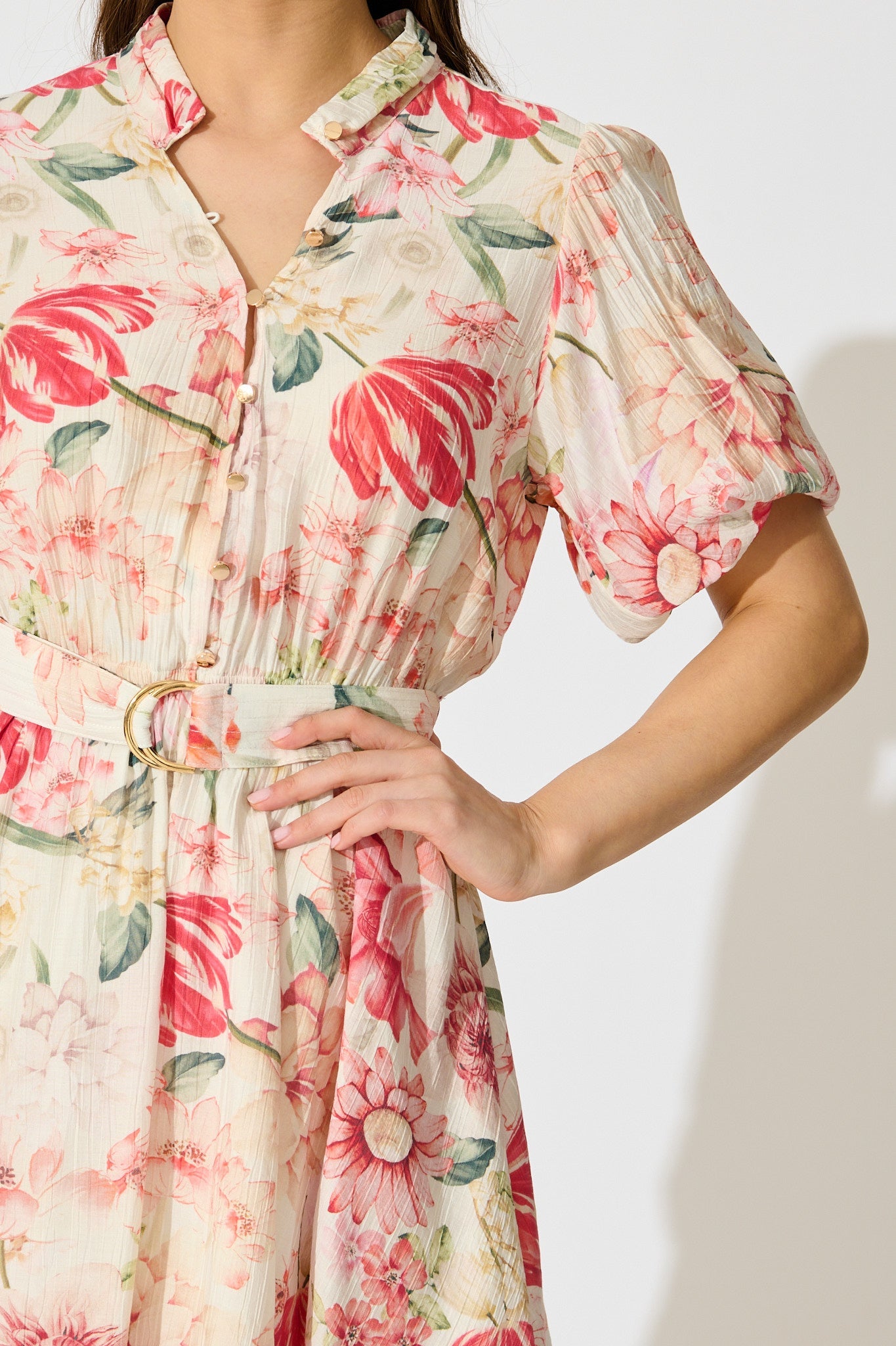 Vintage Blossom Dress in Cream with Multi Floral