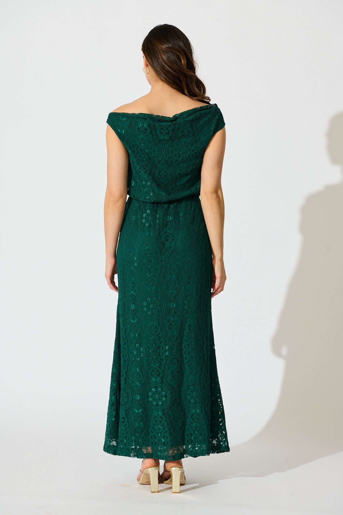 Valencia Lace Midi Dress in Emerald