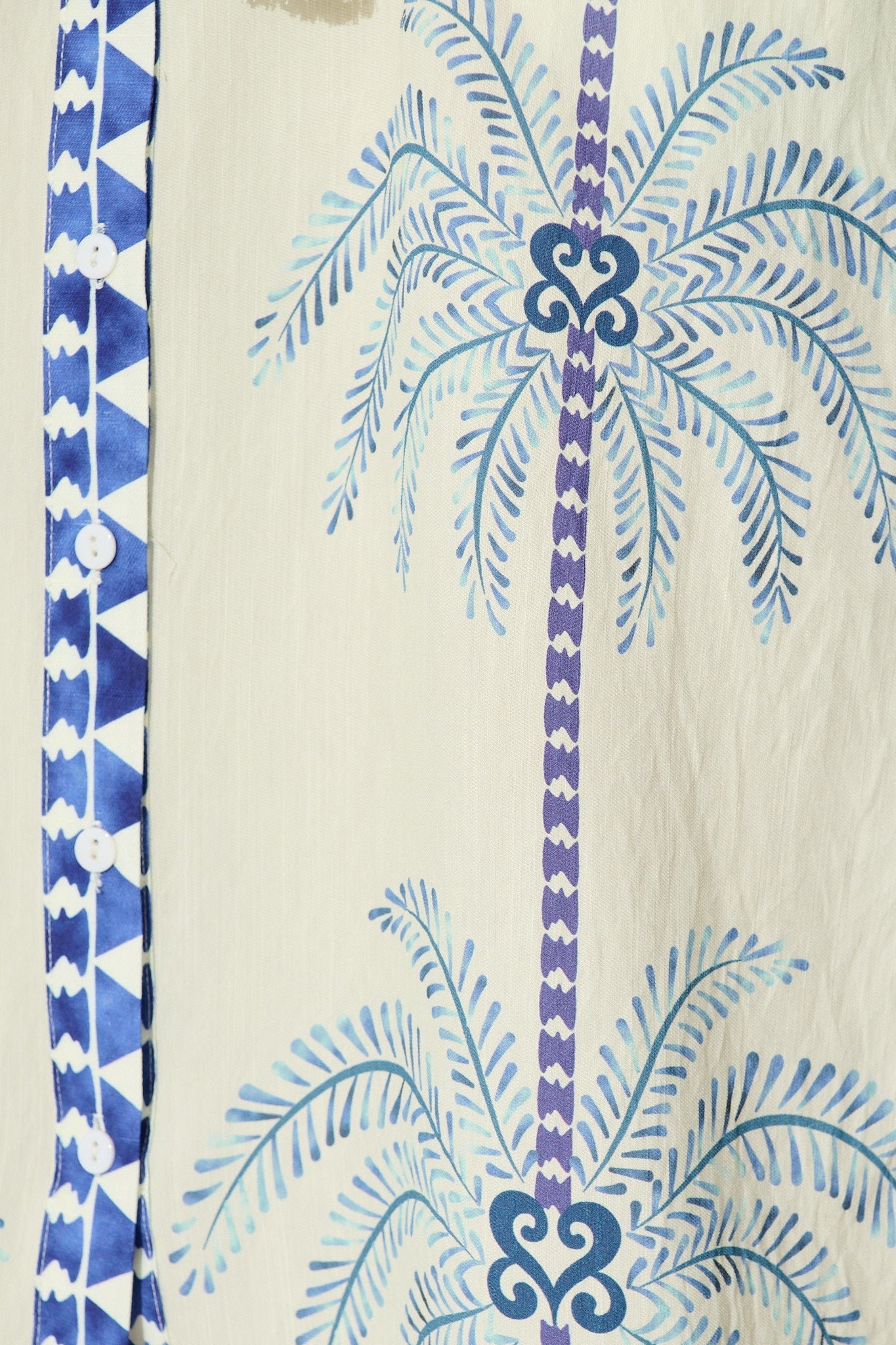 Palmira Midi Shirt Dress in Cream with Navy Palm Tree