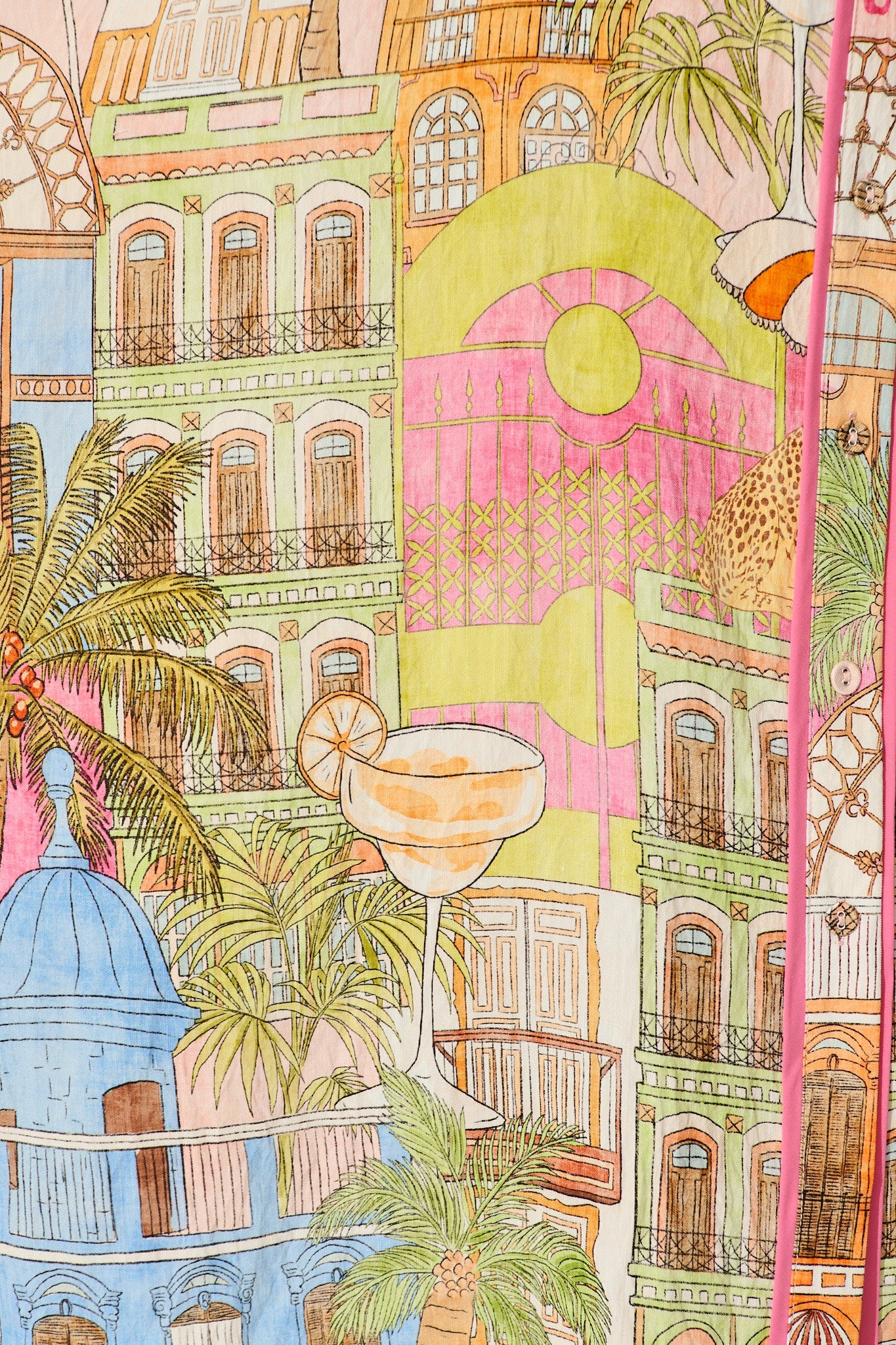 Norah Midi Shirt Dress In Pink with Tropical City Print