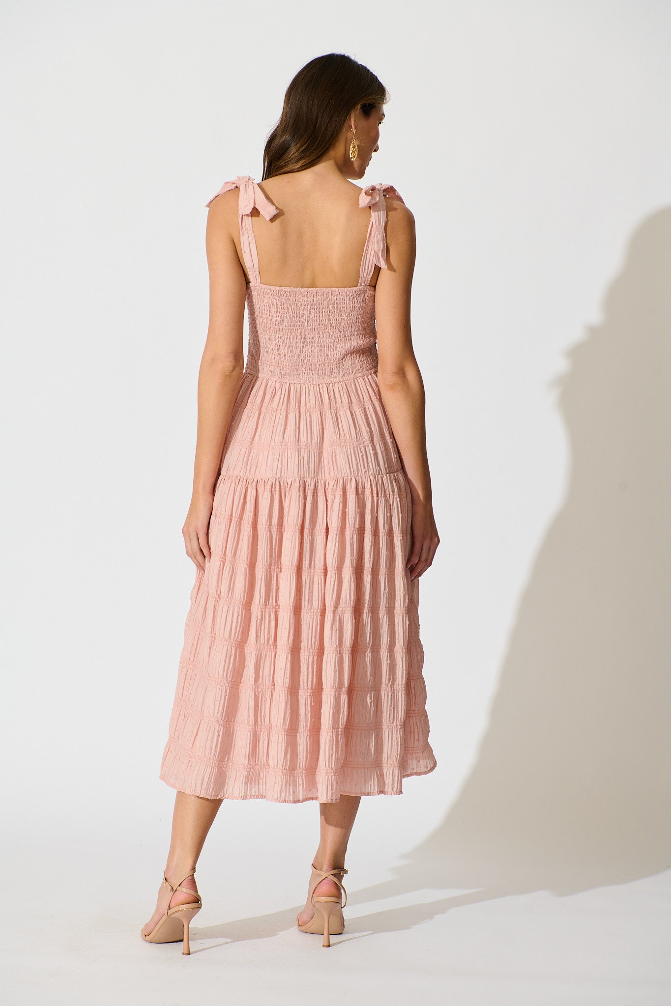 Lila Rea Maxi Sundress in Blush Swiss Dot