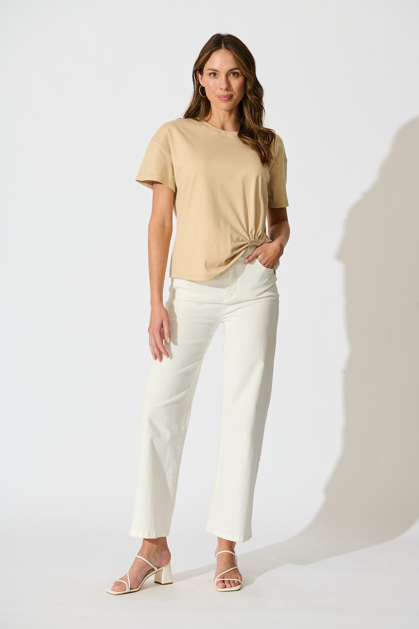Dela T Shirt In Beige Cotton Blend