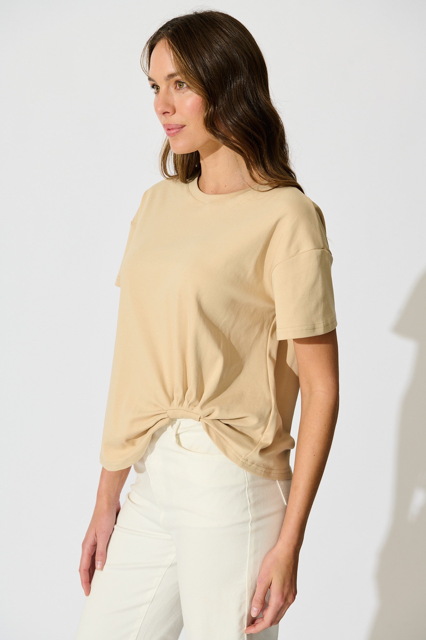 Dela T Shirt In Beige Cotton Blend