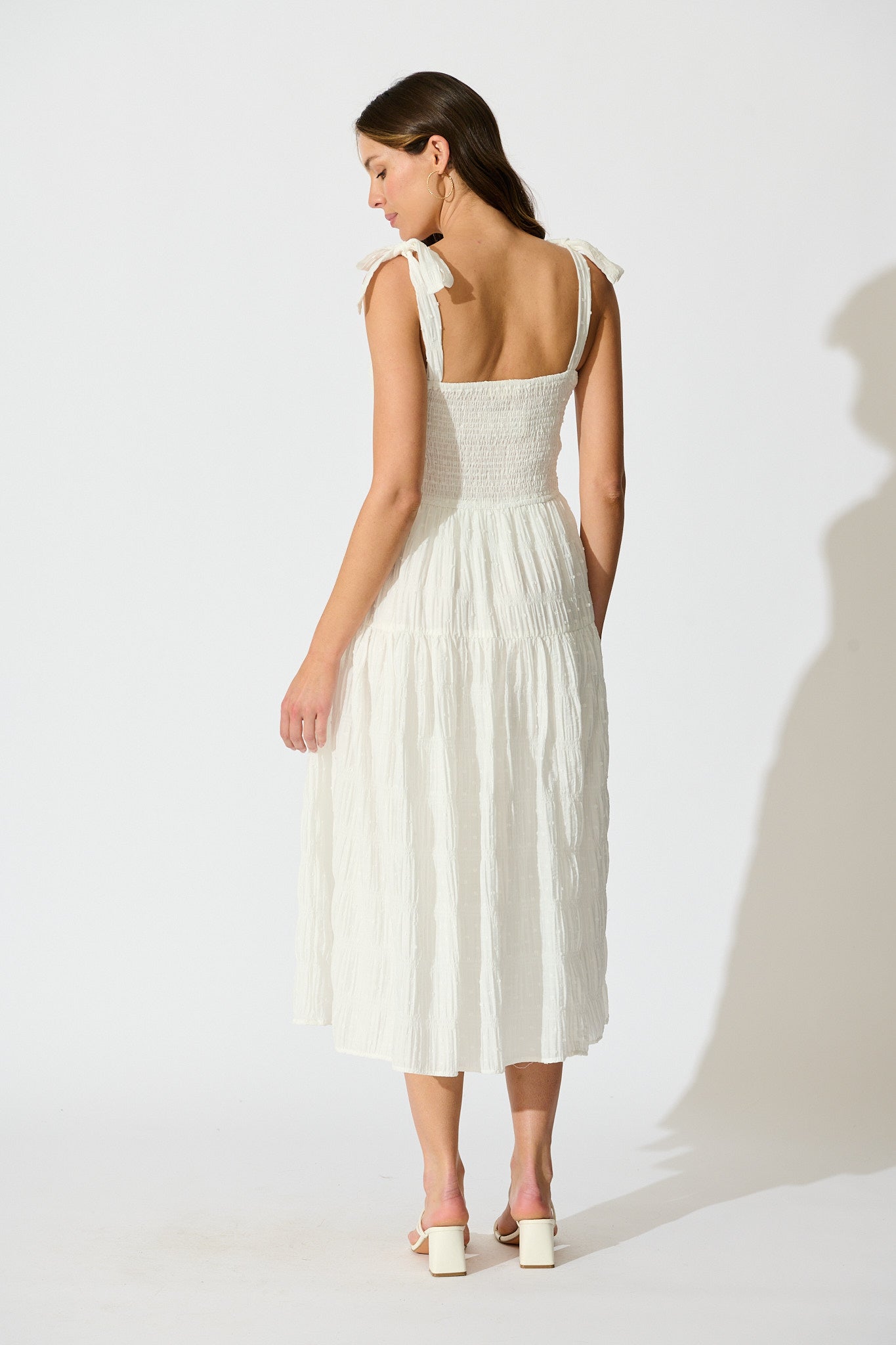 Lila Rea Maxi Sundress in White Swiss Dot