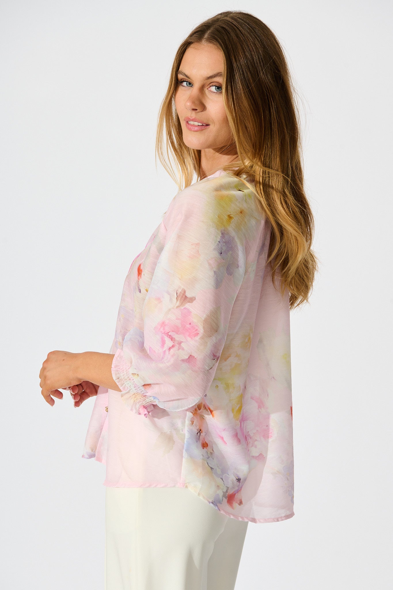 Martisha Top in Light Pink Floral