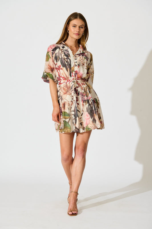 Blush Botanica Dress In Cream with Multi Floral