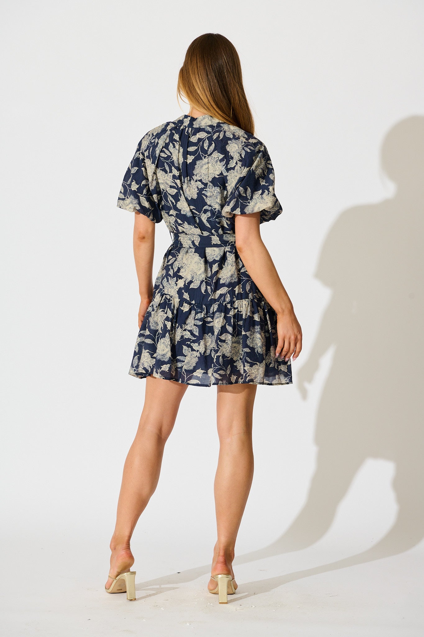 Enara Dress in Navy with Cream Floral