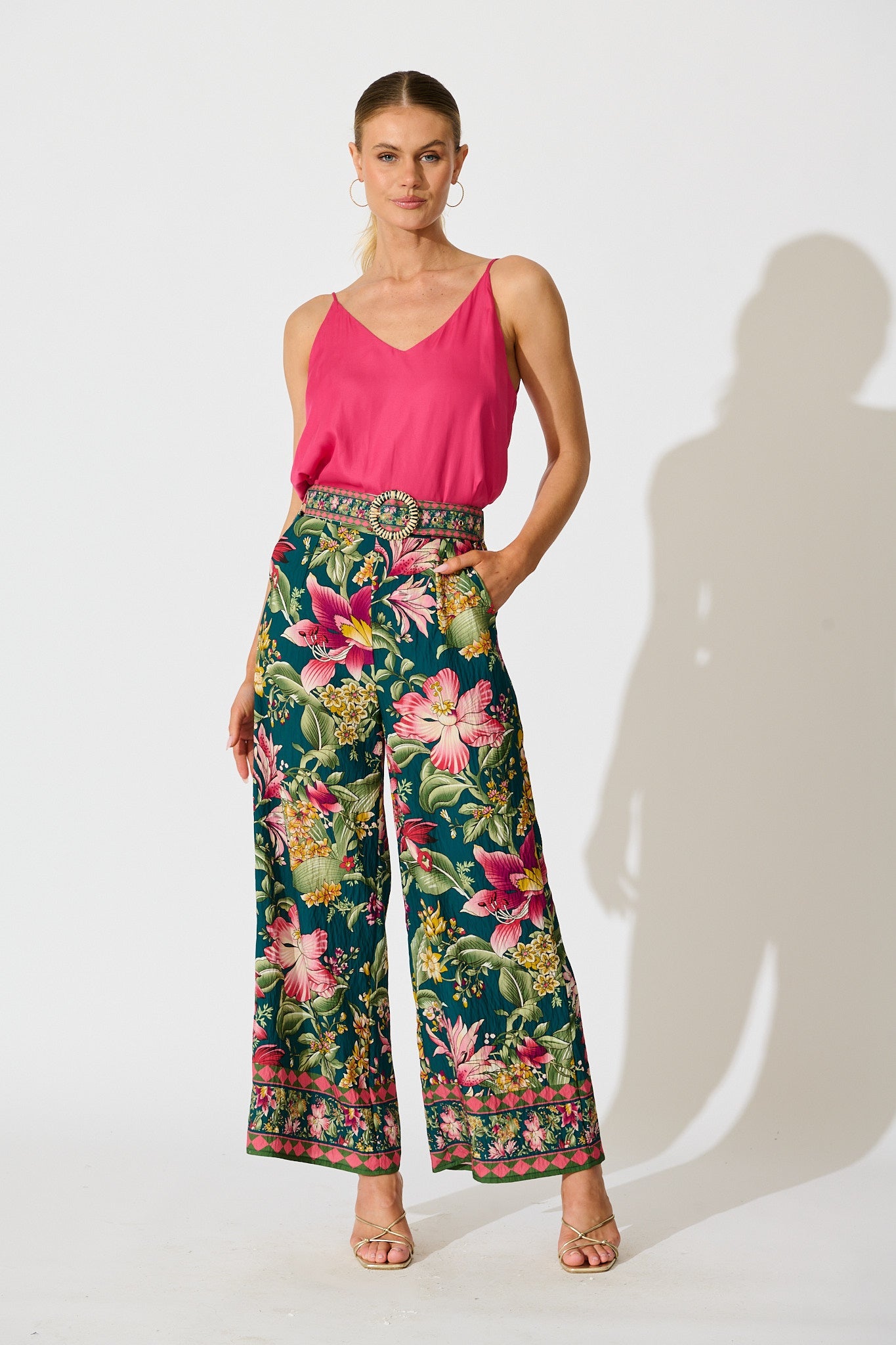 Petal Drift Pant in Green with Multi Floral