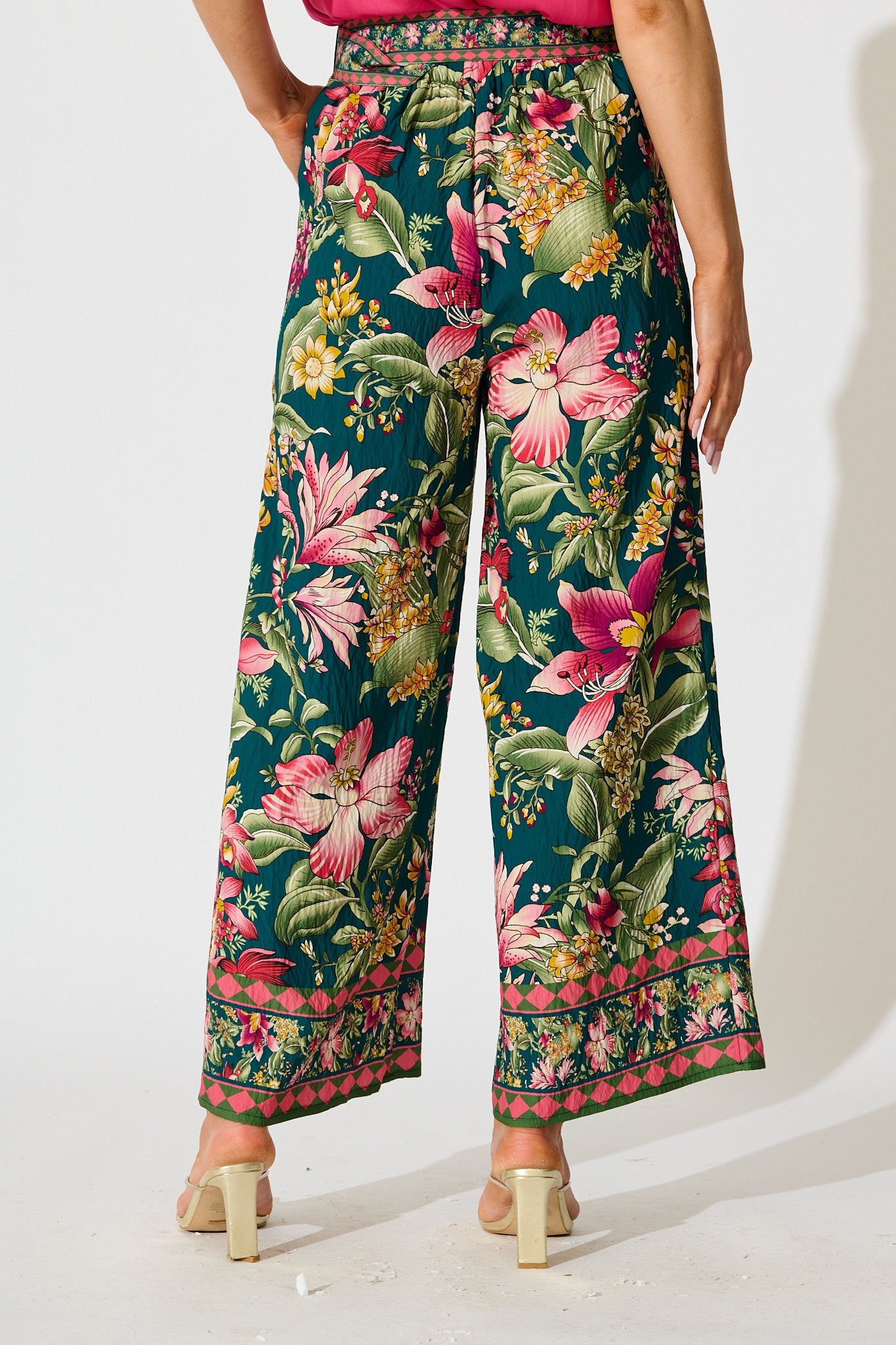 Petal Drift Pant in Green with Multi Floral