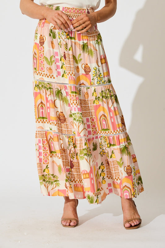 Ariza Maxi Skirt in Multi Print
