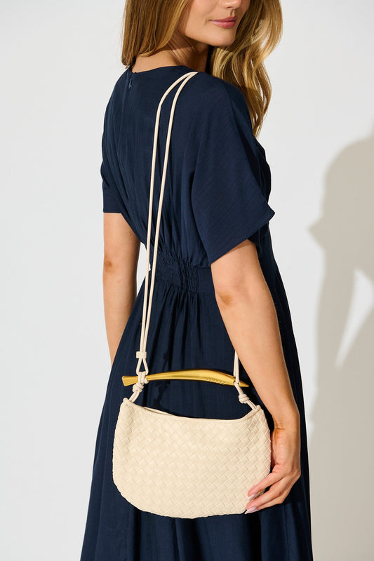 Chloe Quilted Multiway Bag in Cream with Gold Bar Handle