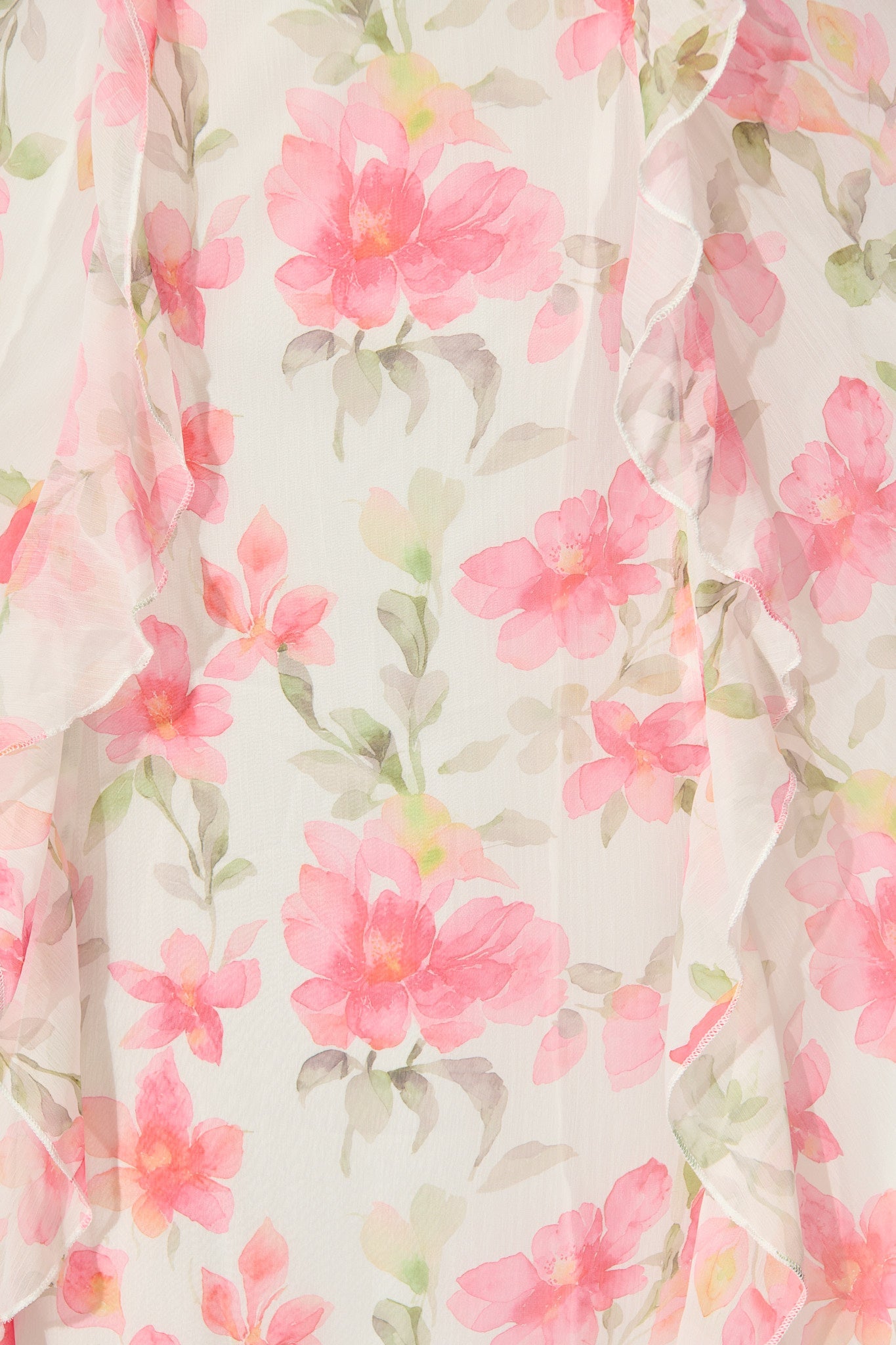 Flora Belle Midi Dress in White with Pink Floral