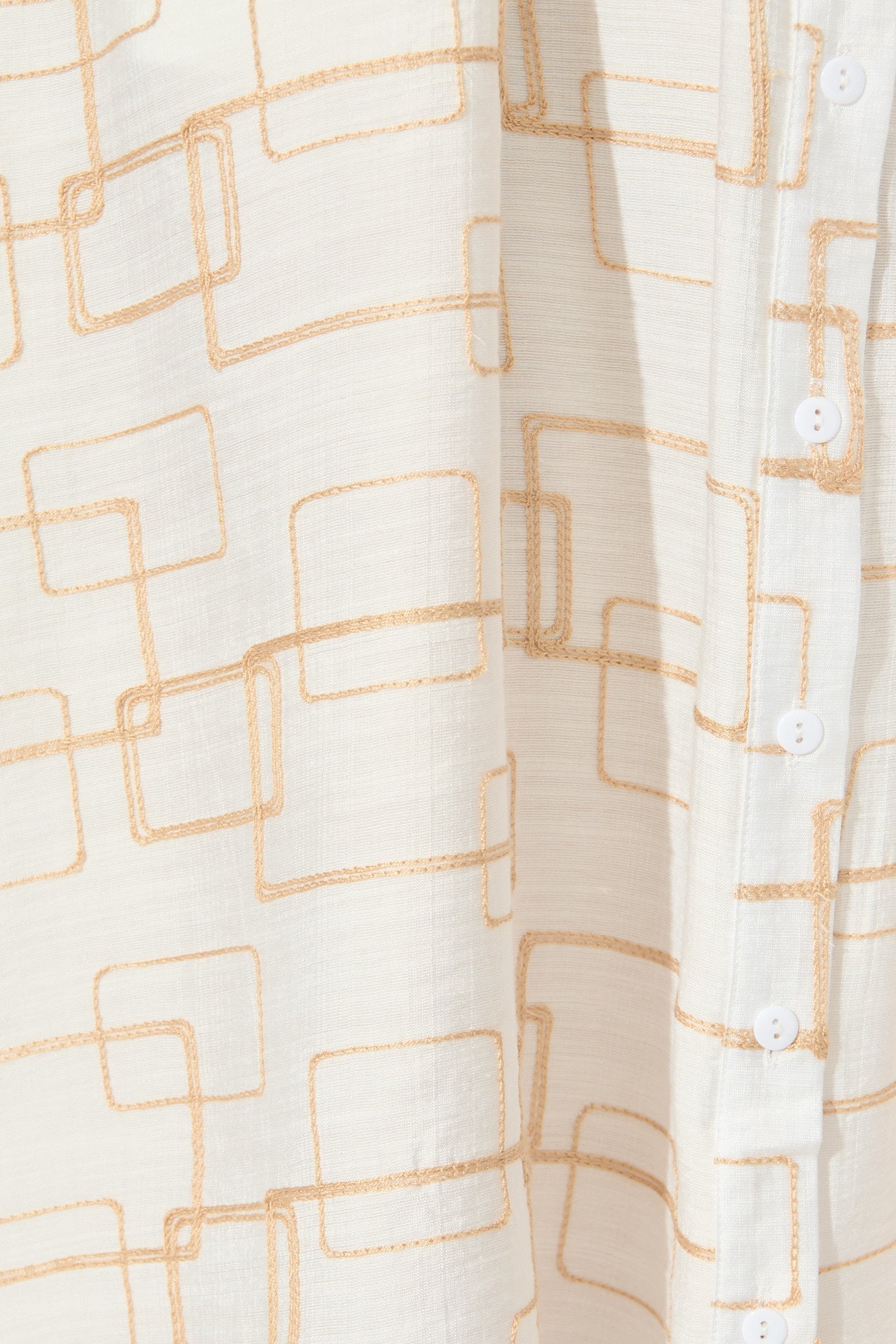 Hartlee Midi Shirt Dress in White Embroidery Linen Blend