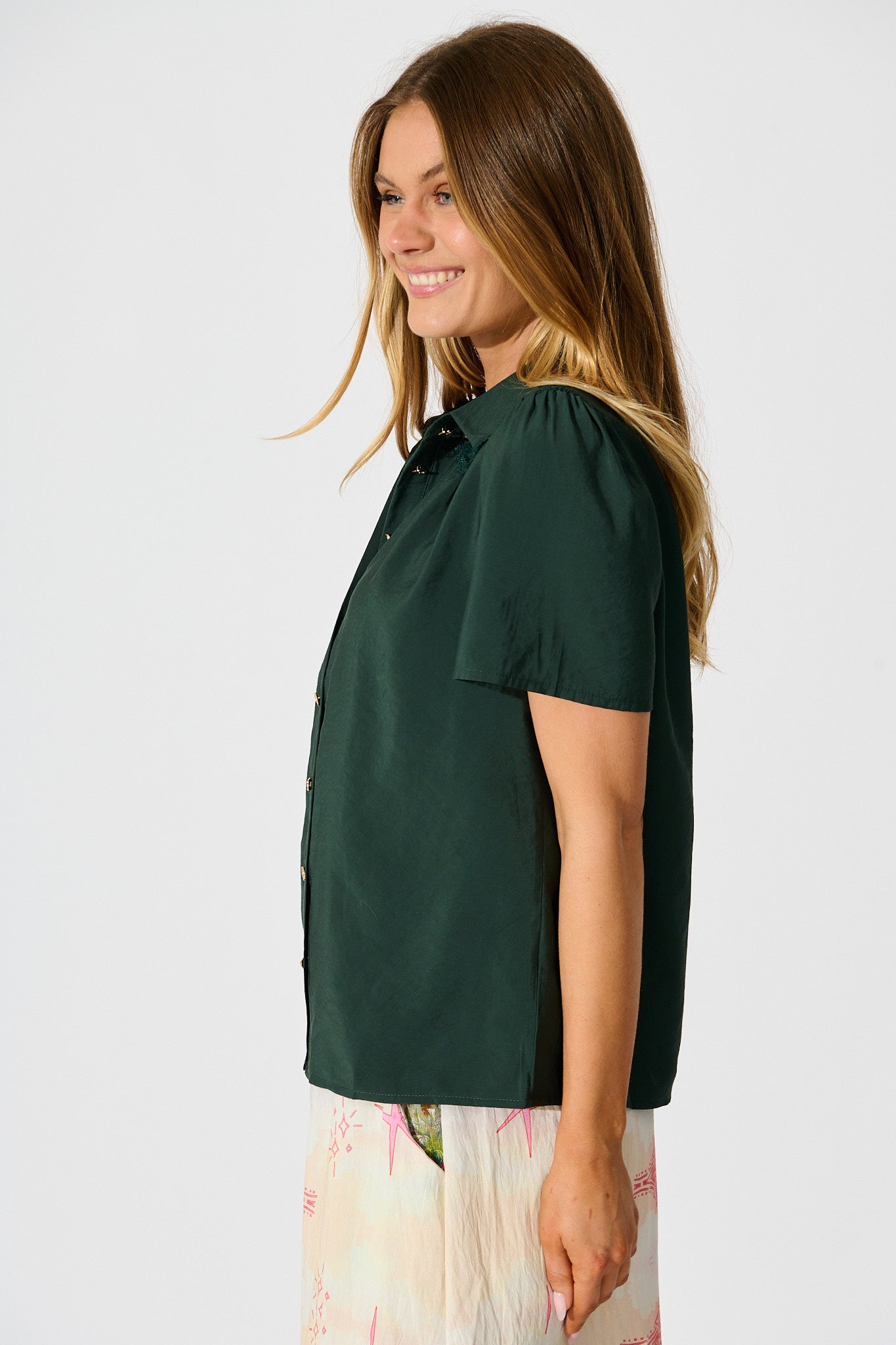 Simplicity in Lace Shirt in Emerald