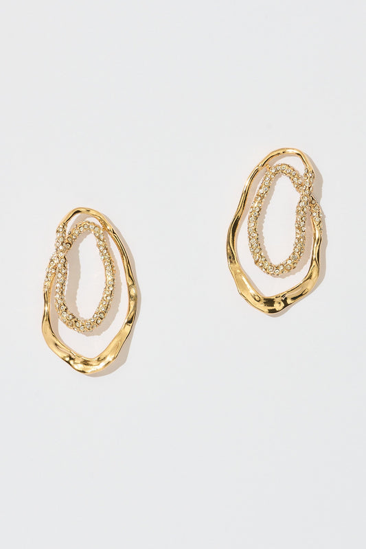 Veronica Statement Earrings in Gold with Diamante