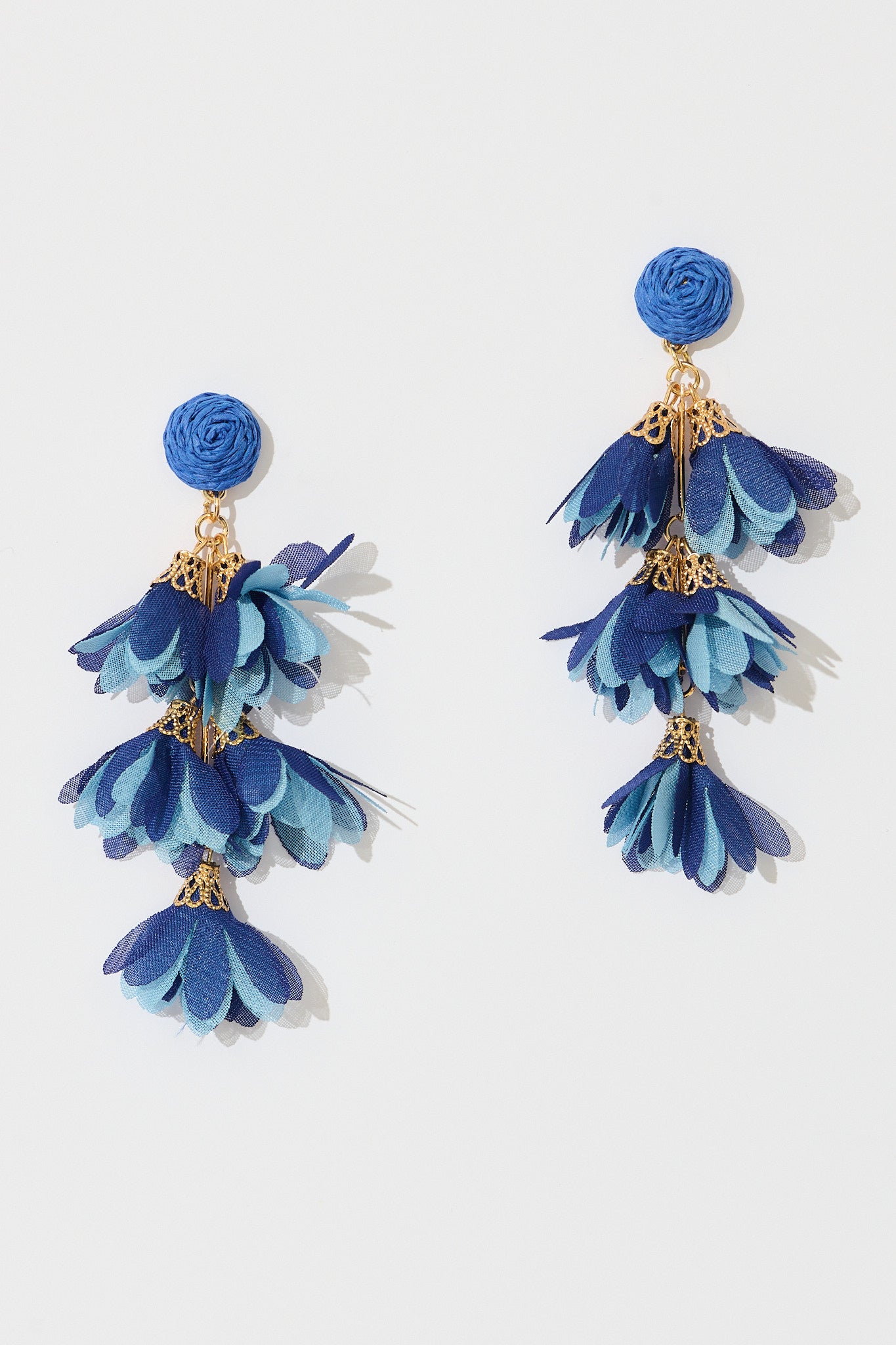 Percy Drop Petal Earrings in Multi Blue