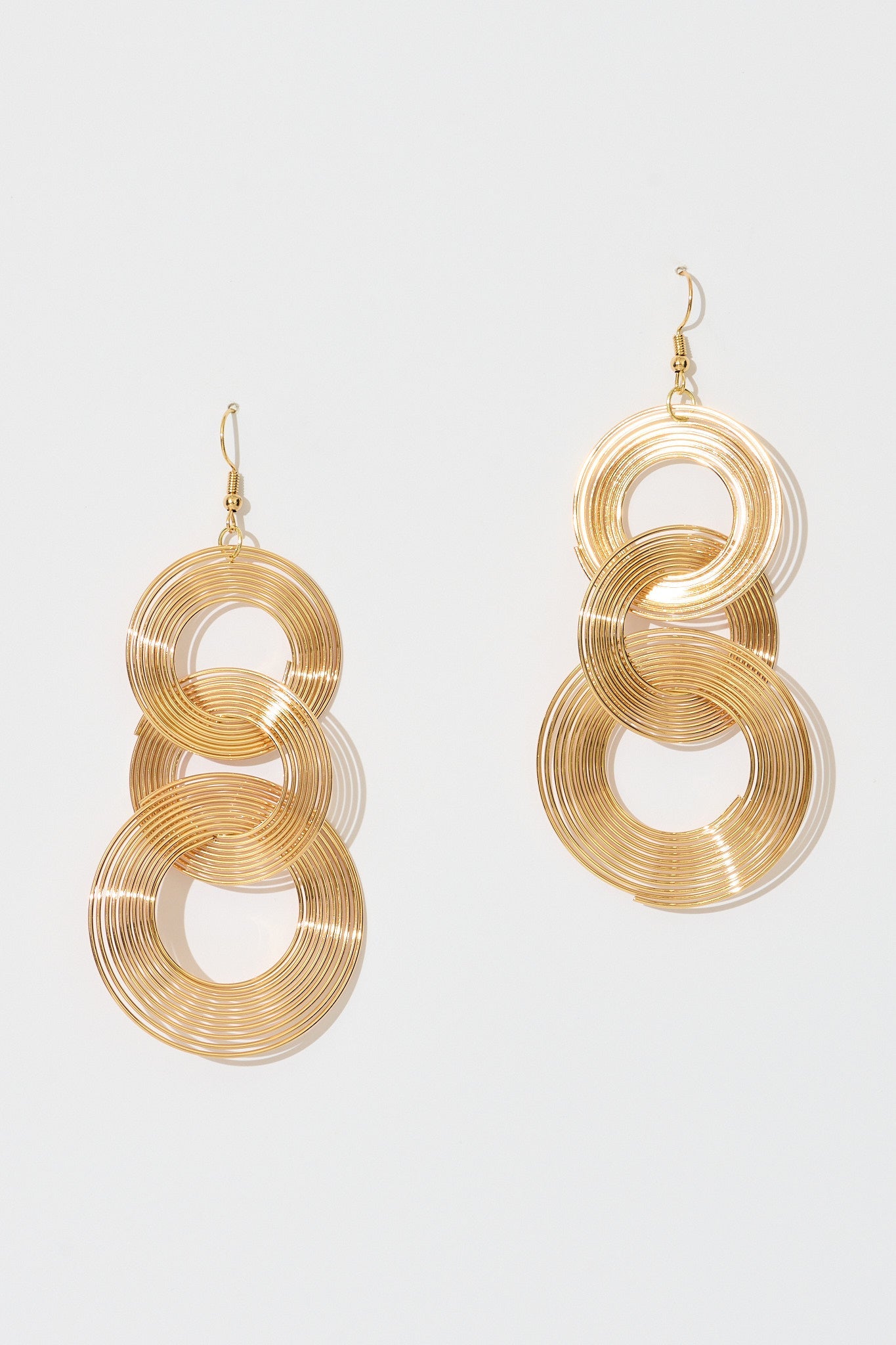 Nadine Drop Earrings in Gold Ripple Stack