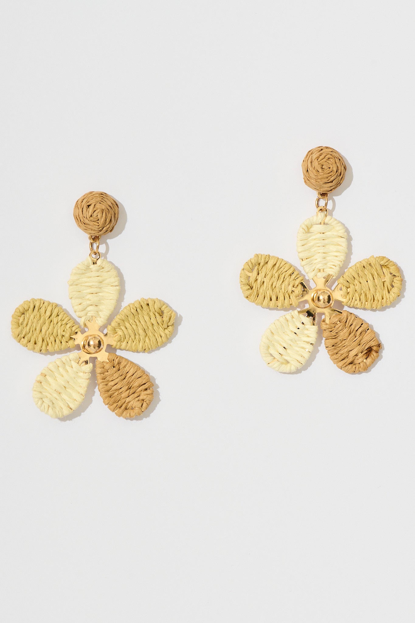 Isolde Drop Earrings in Multi Brown Raffia