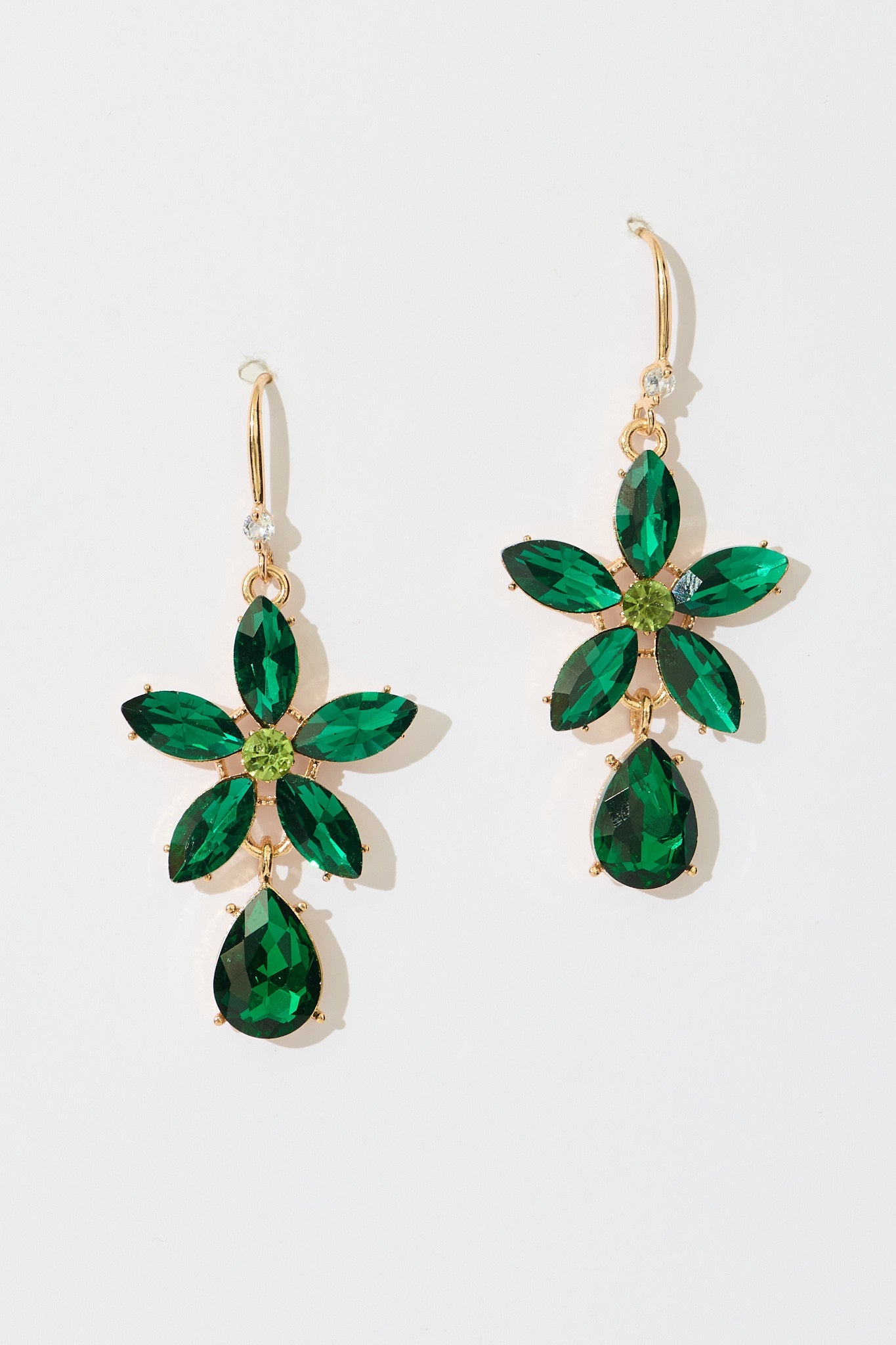 Olivia Drop Earrings in Emerald Stones