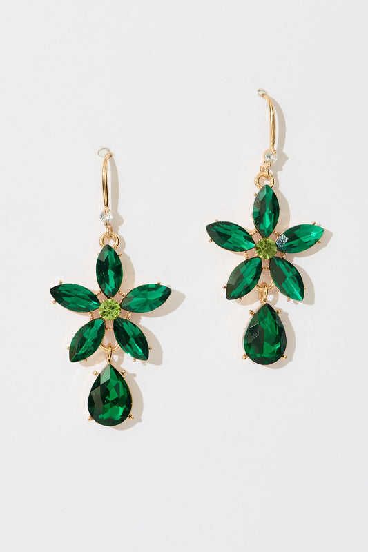 Olivia Drop Earrings in Emerald Stones