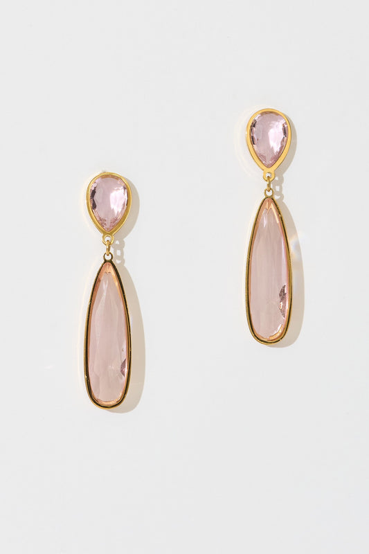 Felicity Drop Earrings in Gold with Blush Stones