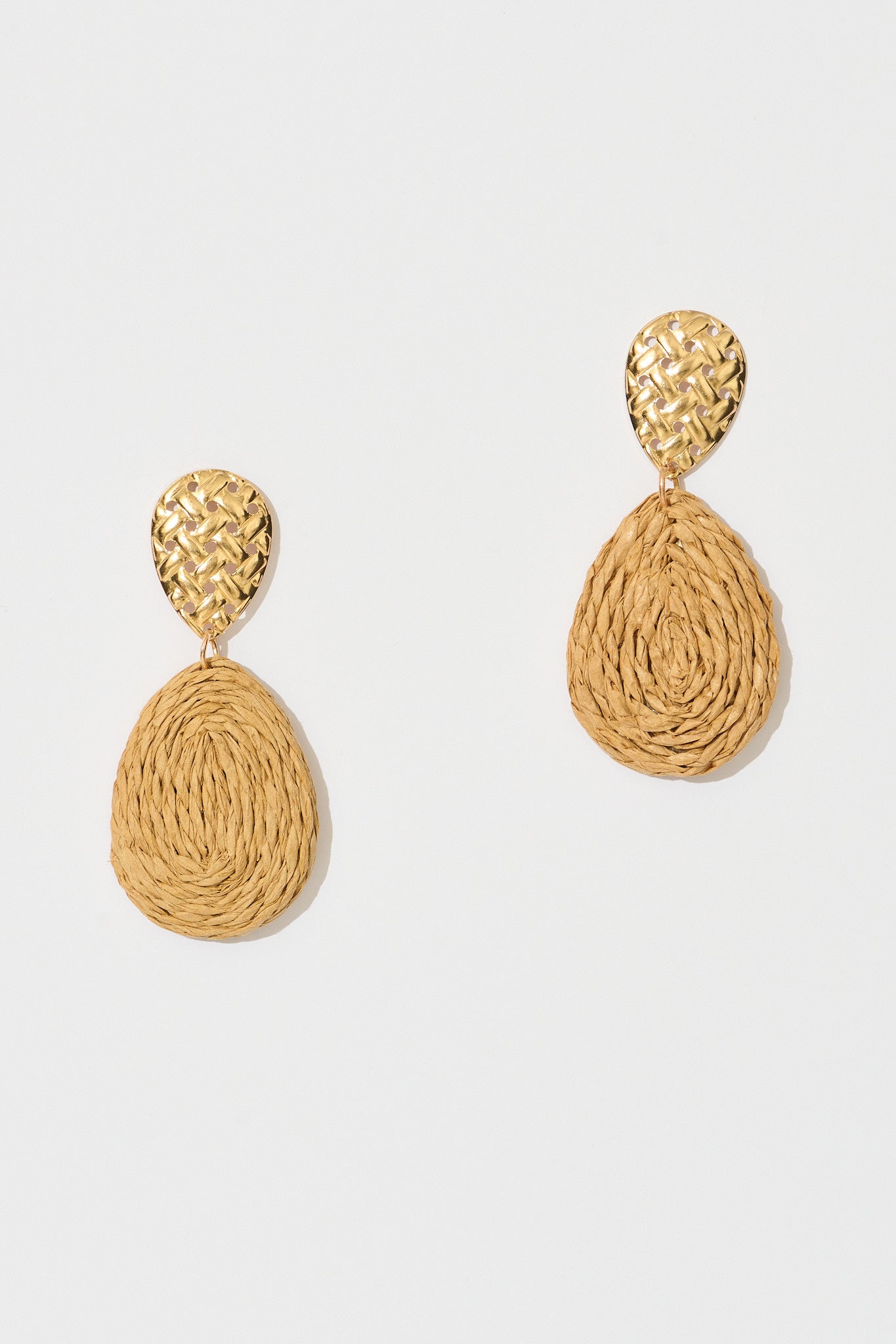 Sara Drop Earrings in Natural Rattan