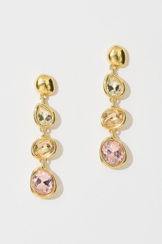 Dena Drop Earrings in Gold with Multi Stones