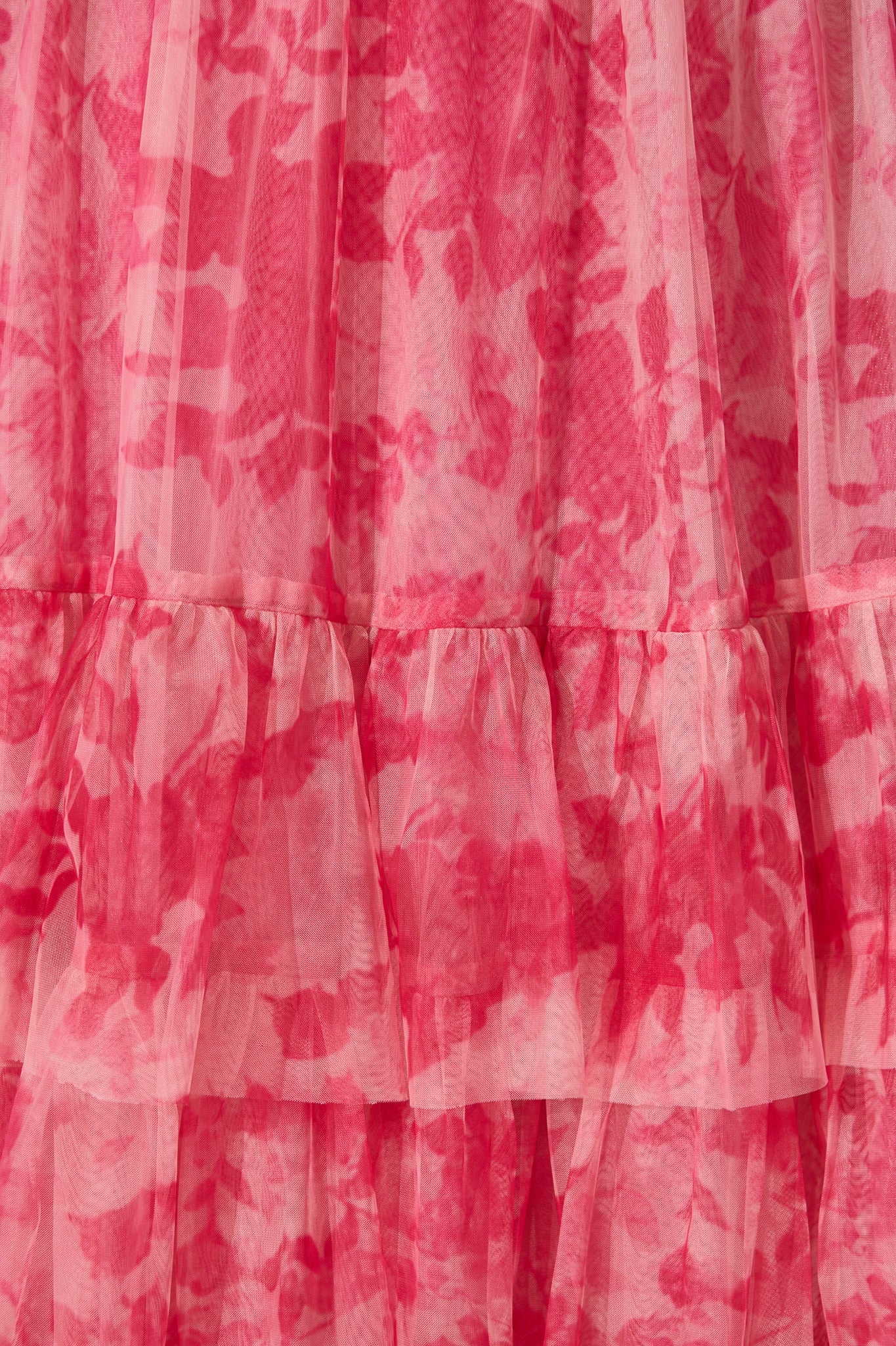 Sky Bloom Midi Skirt in Pink Floral Tulle