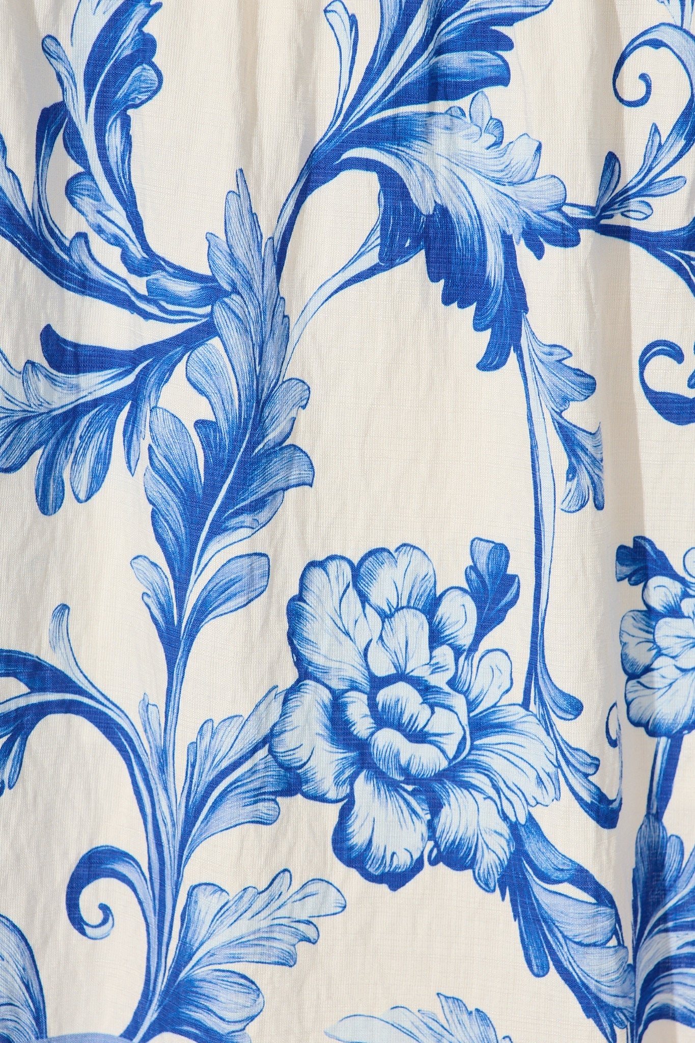 Annalyse Midi Dress in White with Blue Floral