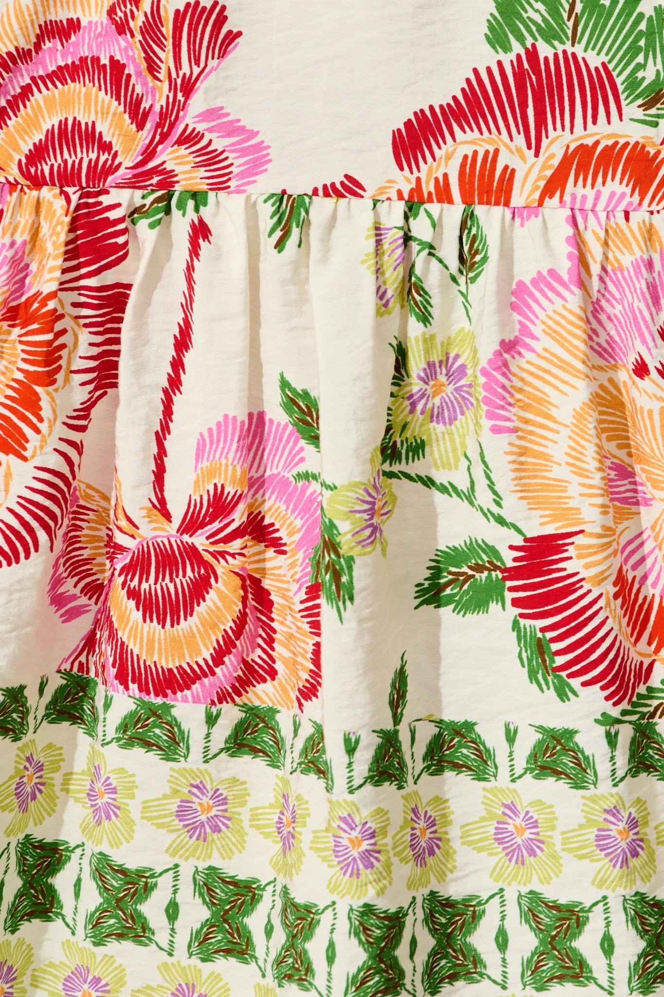 Sicilian Tile Dress in Cream with Multi Floral