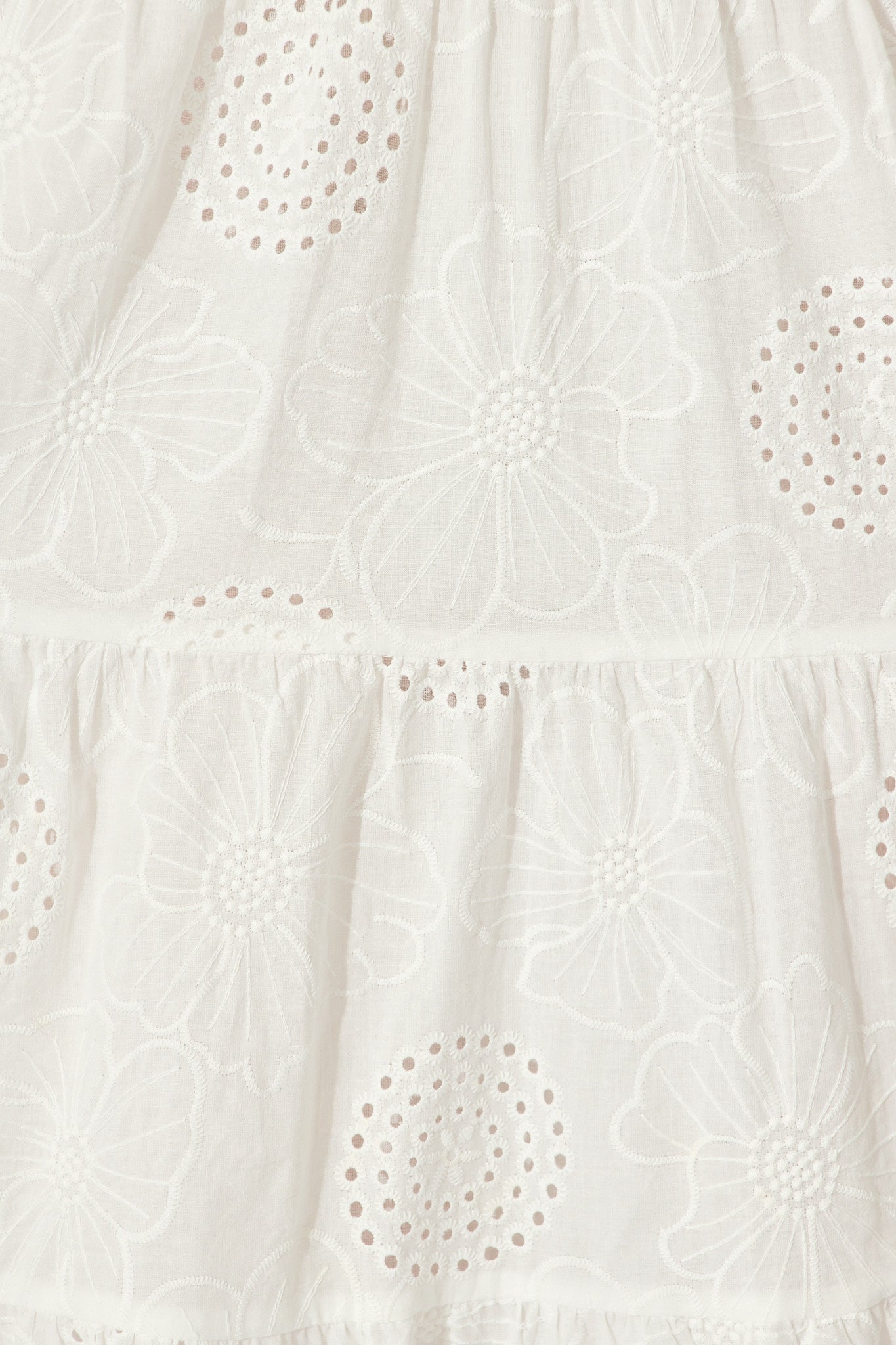 Indra Tierred Maxi Dress In White Embroidered Cotton