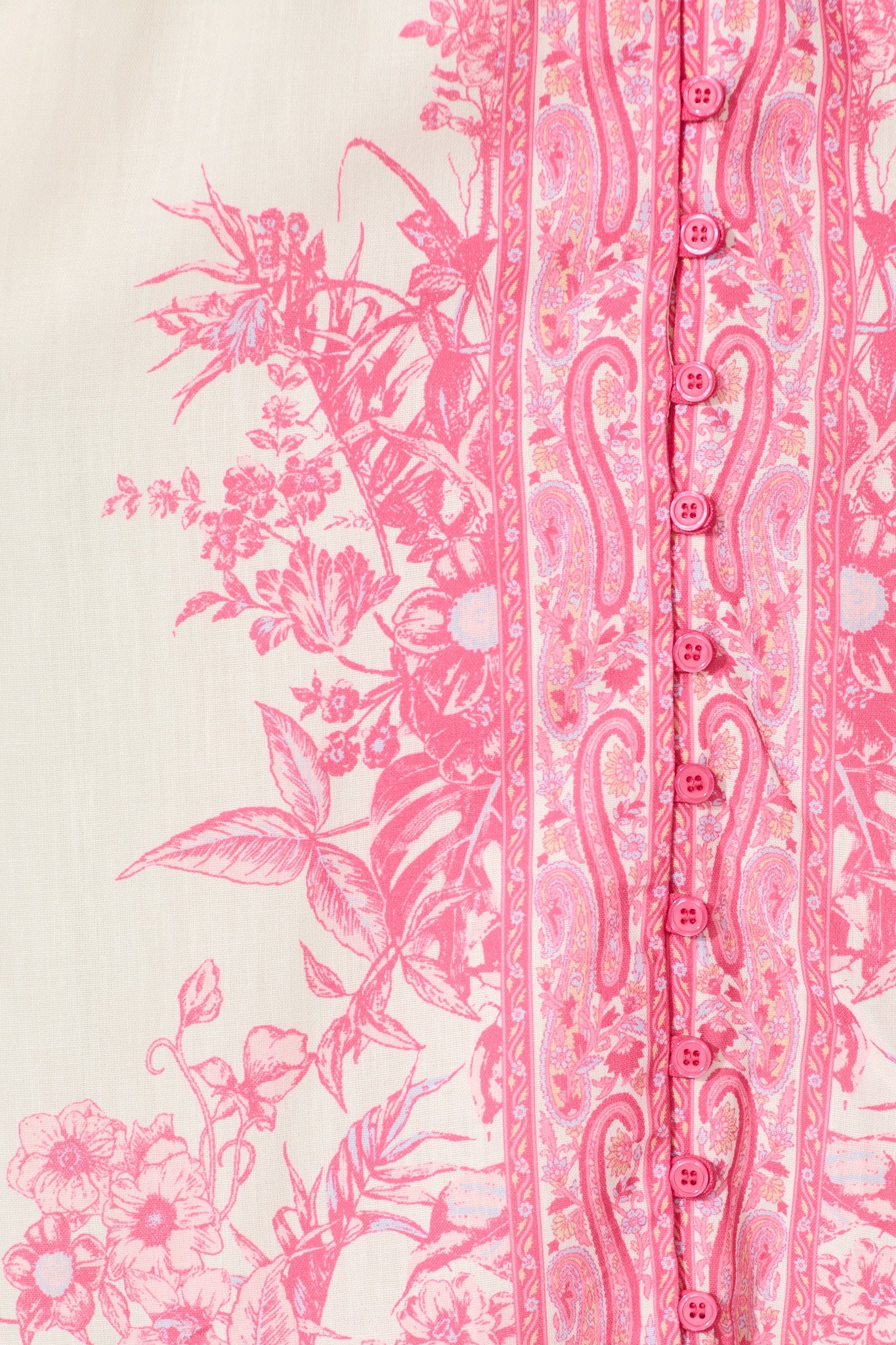 Evilia Maxi Dress in Cream with Pink Floral Linen Blend