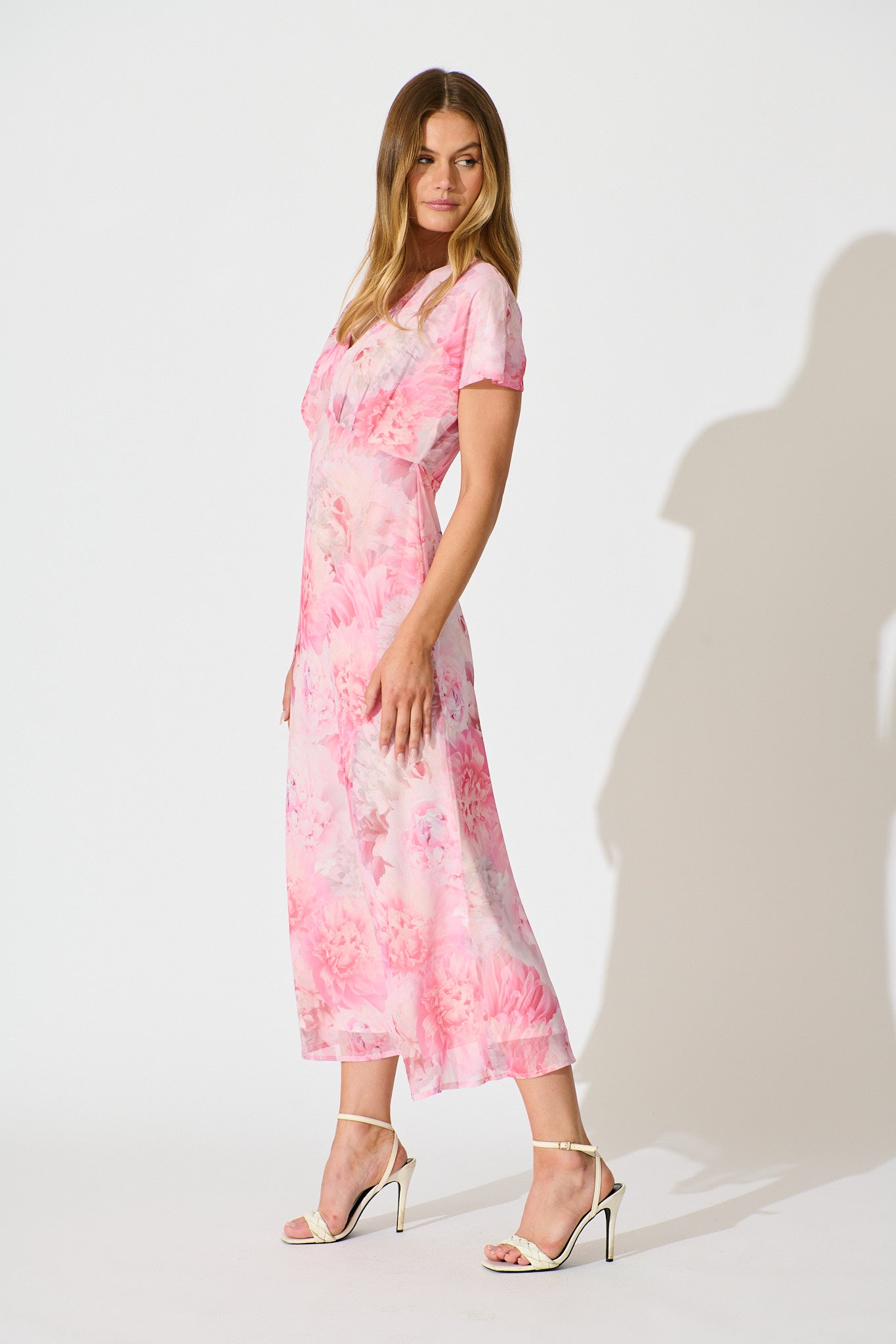 Maelis Maxi Dress in Pink Floral Chiffon