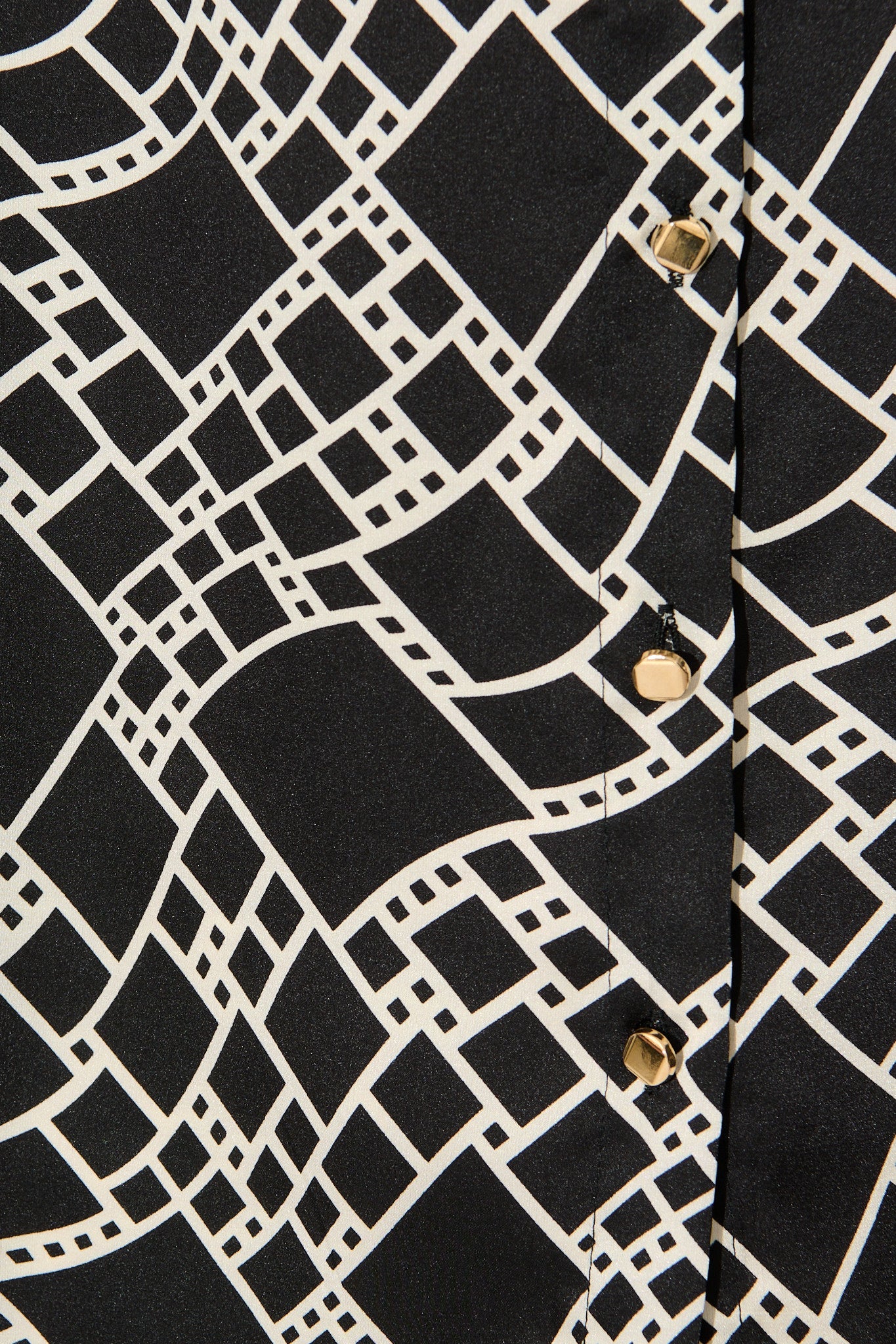 Mara Shirt in Black and White Geometric Satin