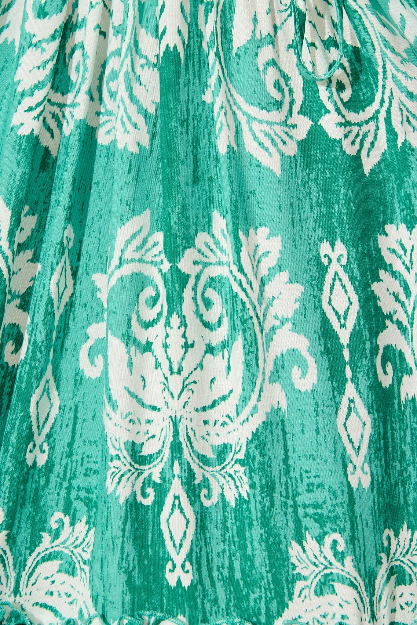 Zanayah Dress in Green with White Boho Print