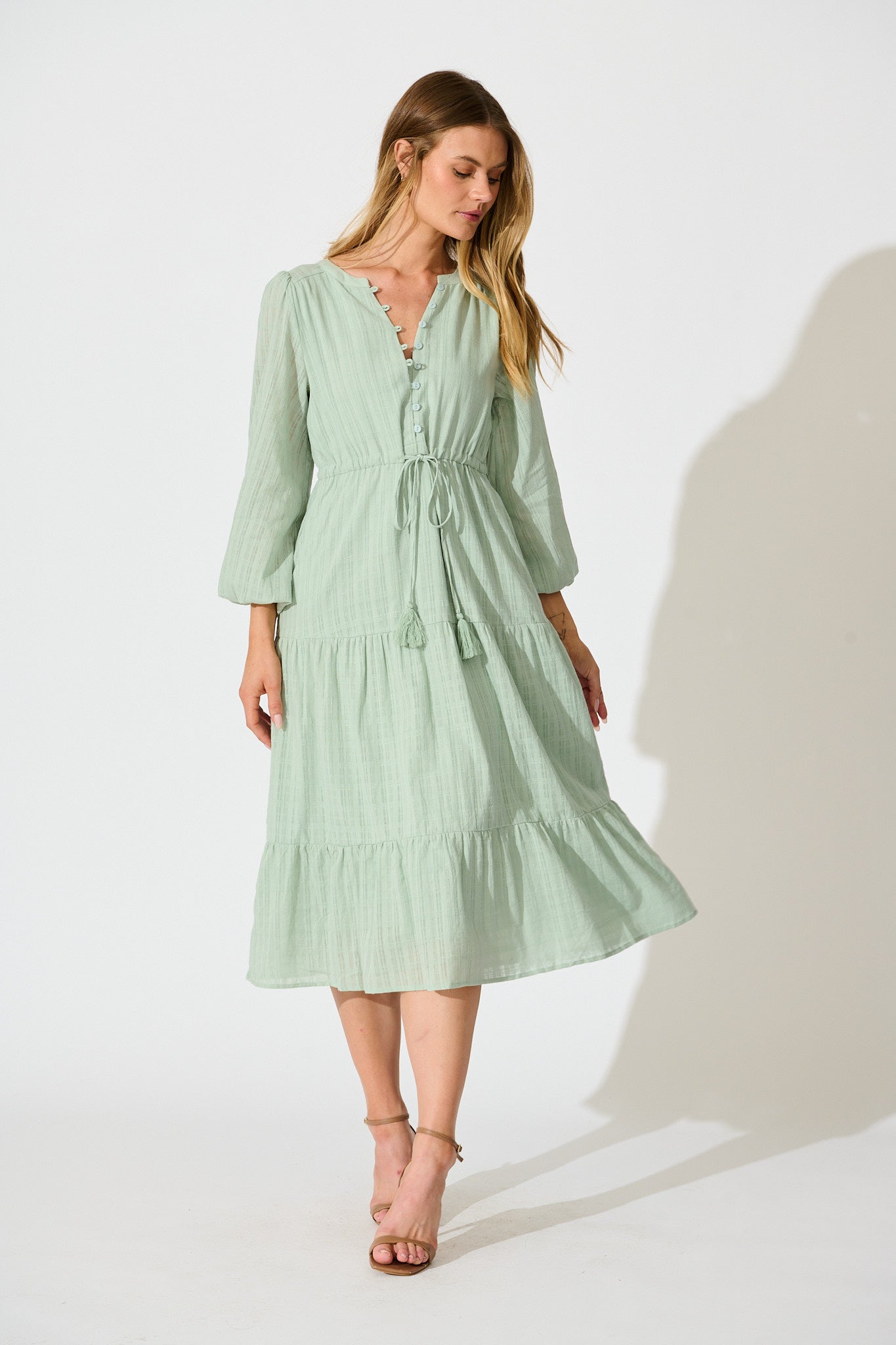 Kalami Midi Dress in Sage Cotton