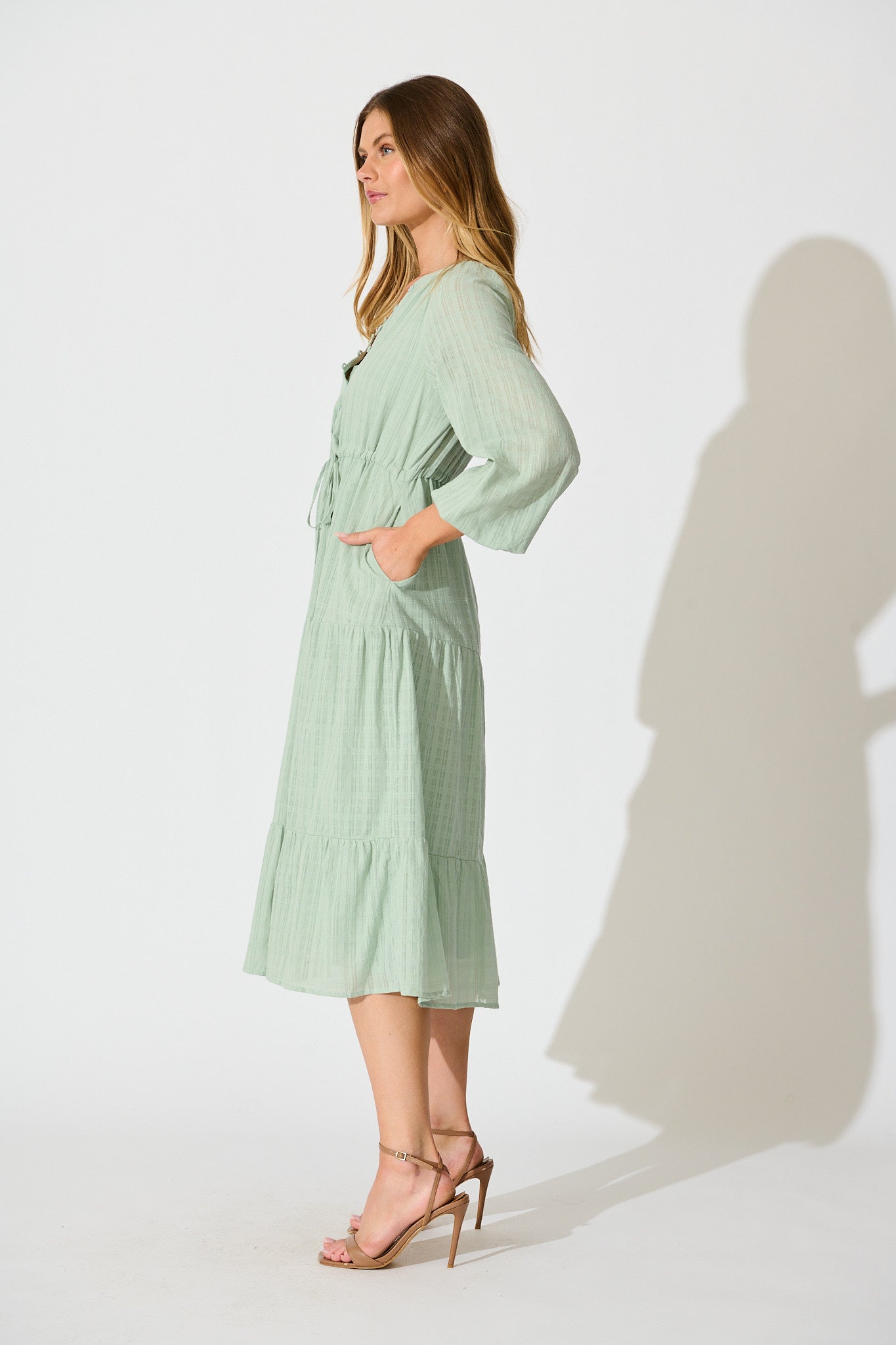 Kalami Midi Dress in Sage Cotton