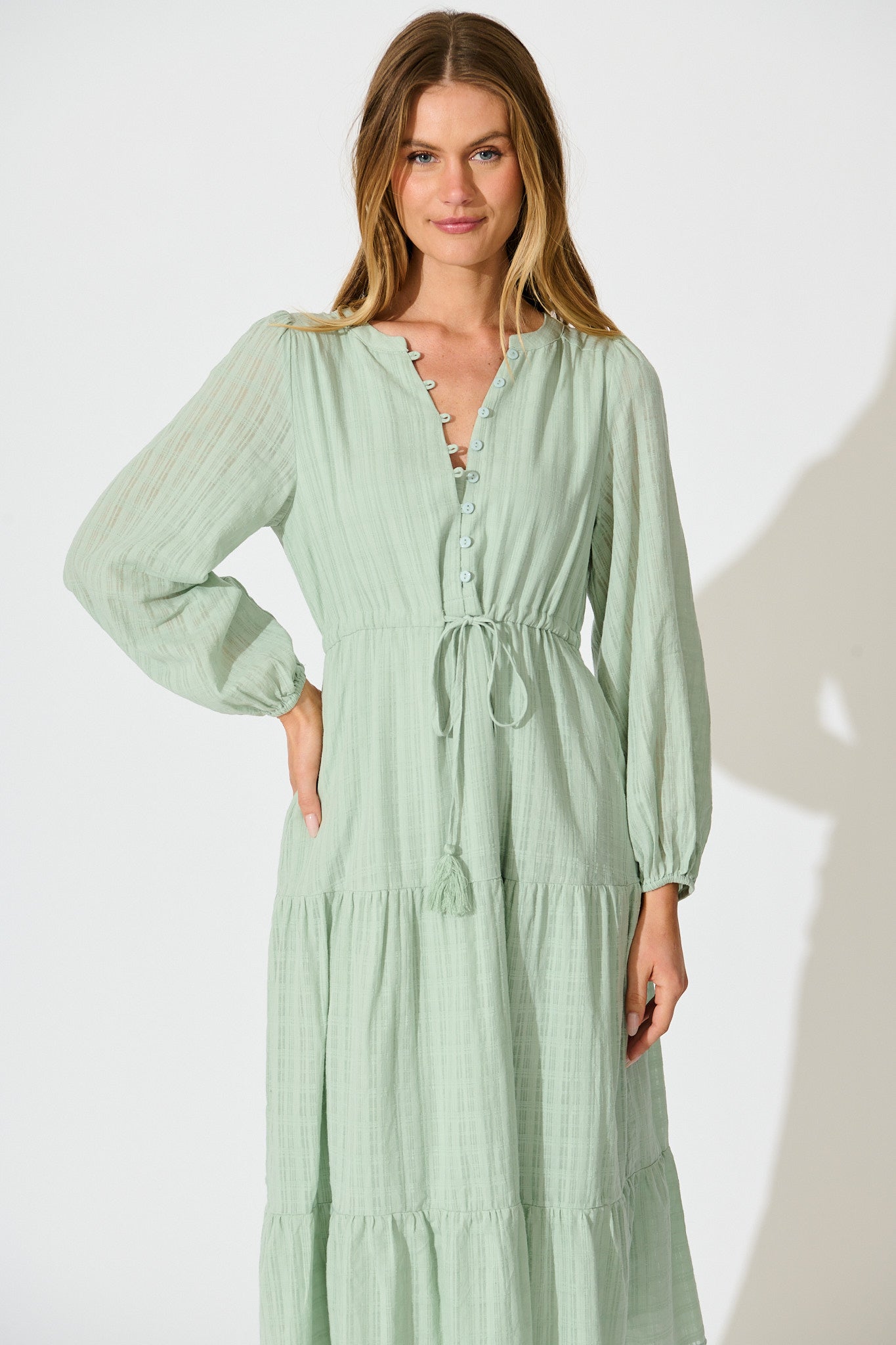 Kalami Midi Dress in Sage Cotton
