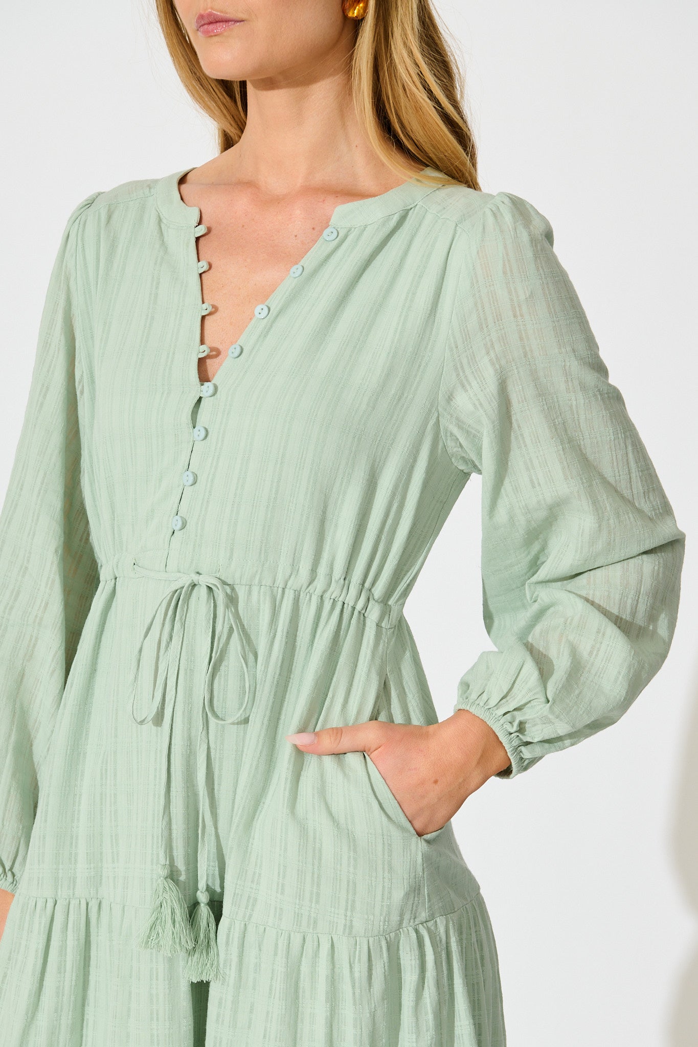 Kalami Midi Dress in Sage Cotton