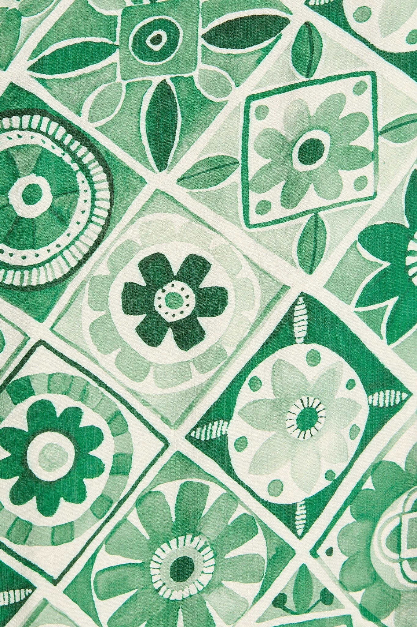 Syren Midi Shirt Dress in Green Tile Print