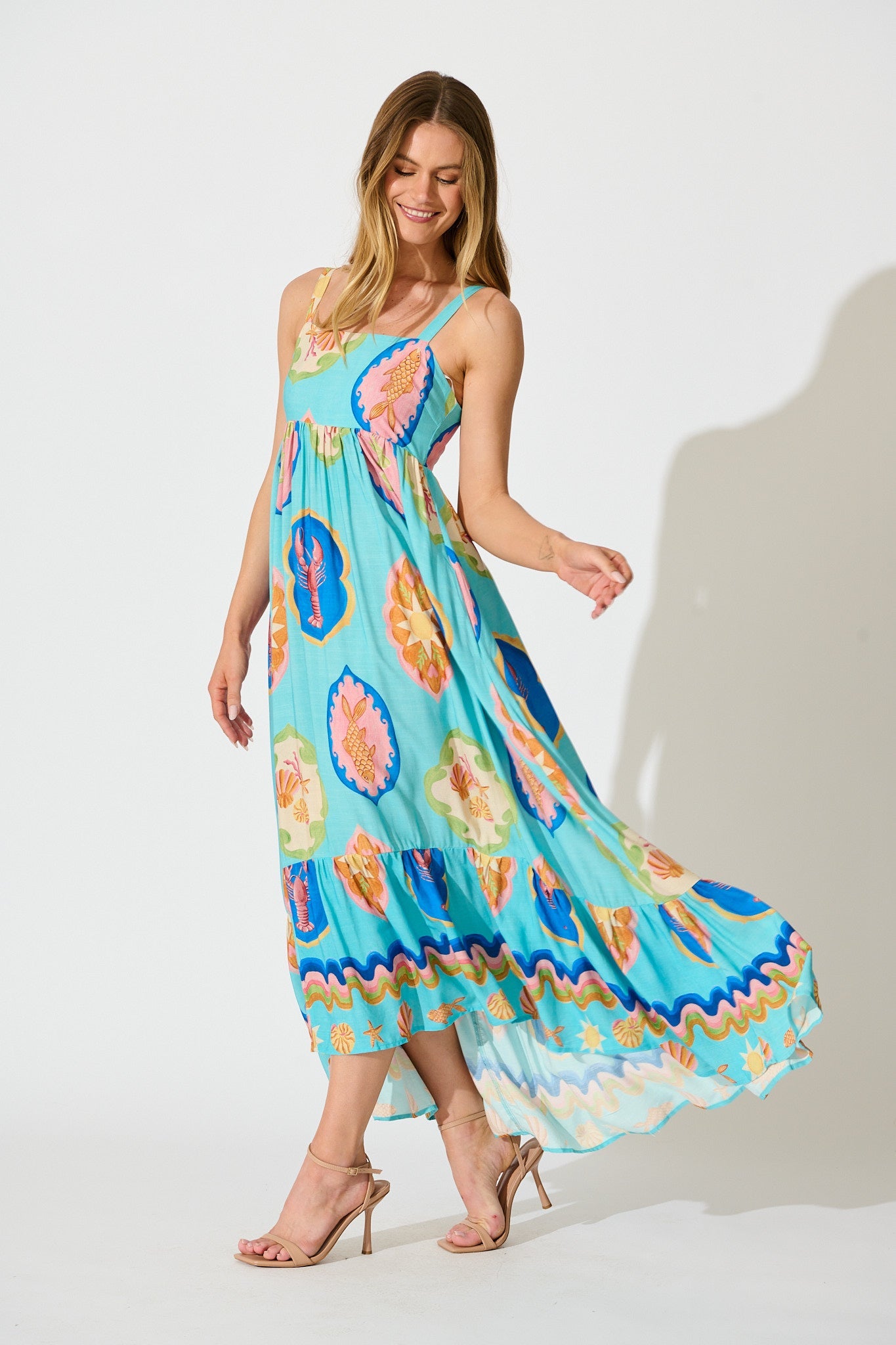 Canna Maxi Sundress in Blue Multi Print