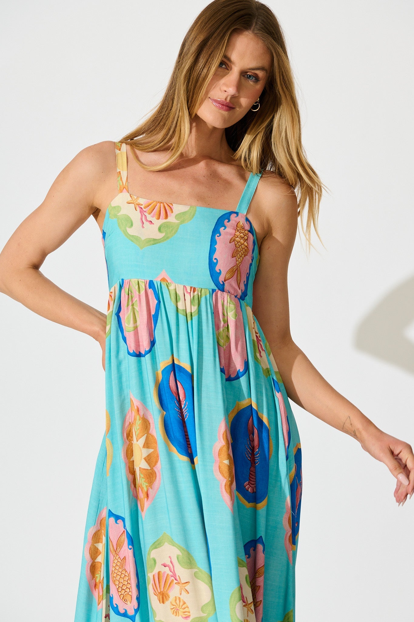 Canna Maxi Sundress in Blue Multi Print