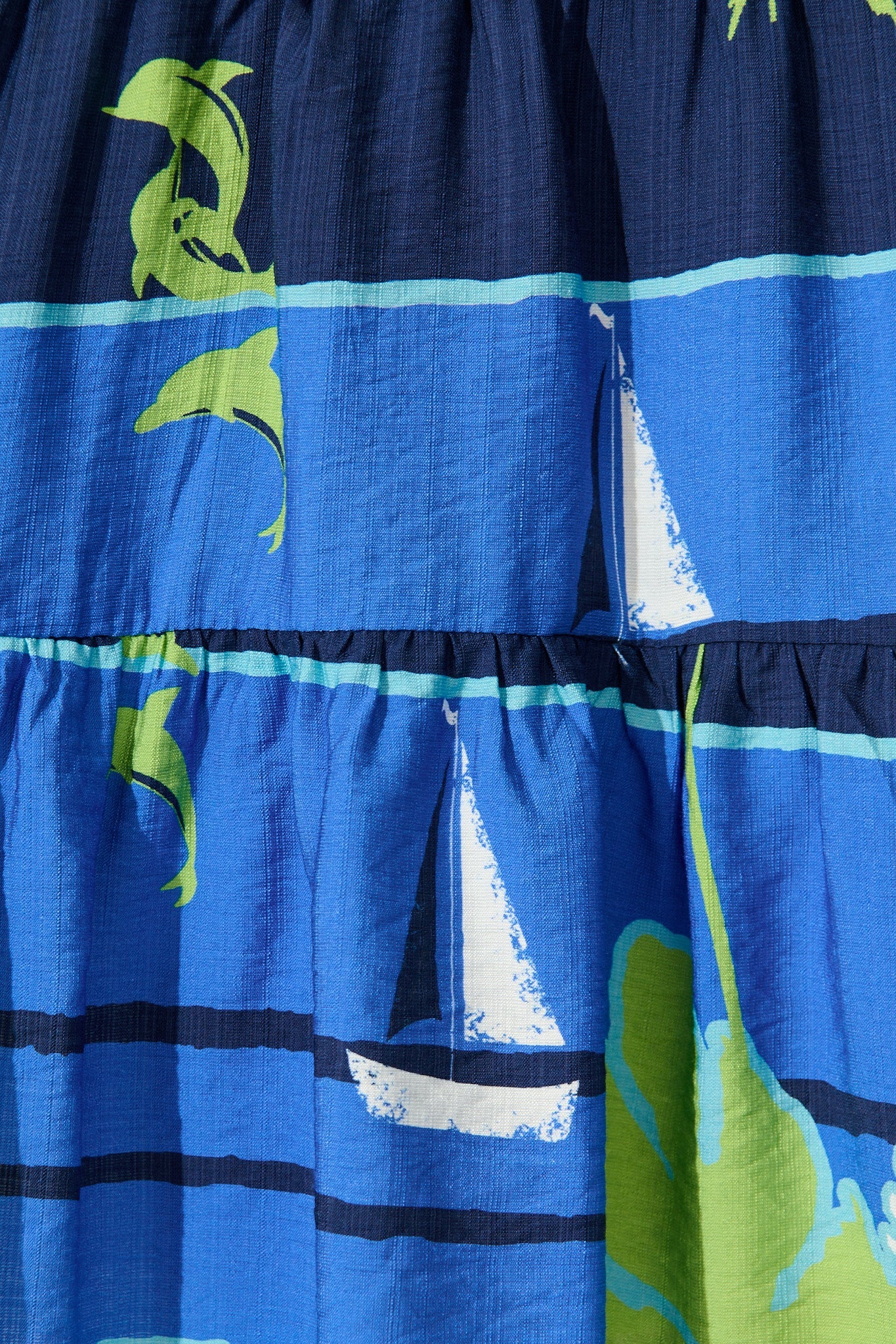 Lavender Dress in Blue with Green Palm Tree Print