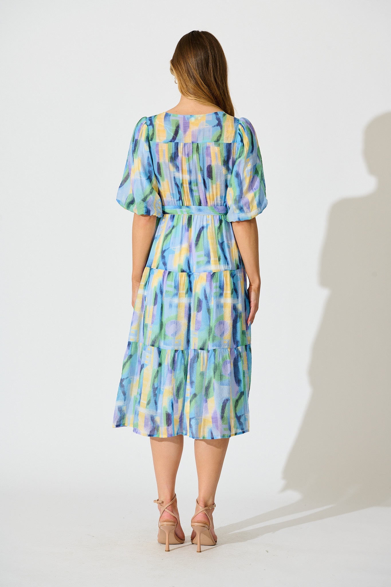 Heloise Midi Dress in Blue Print