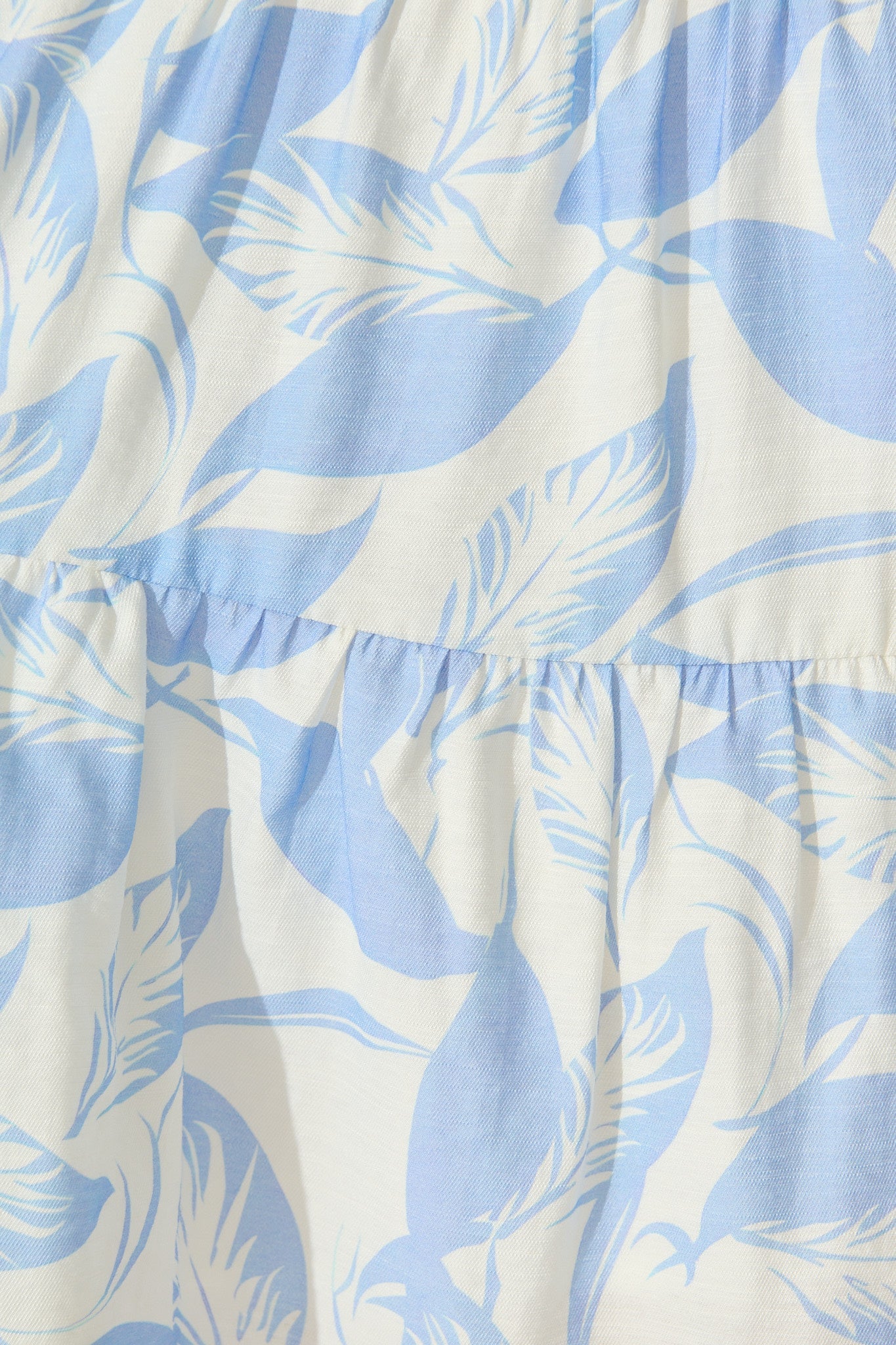 Bluma Dress in White with Blue Leaf Print