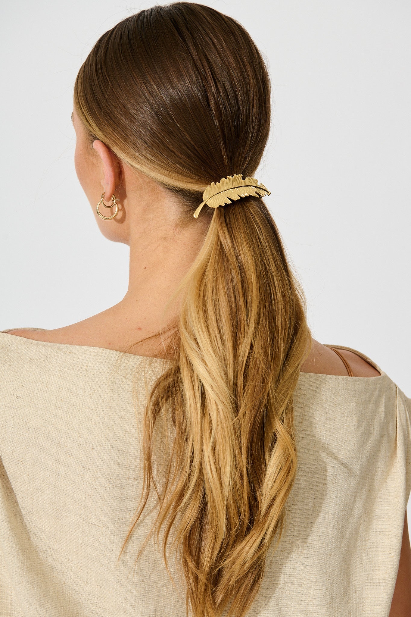 Leafy Barrette in Gold with Diamantes